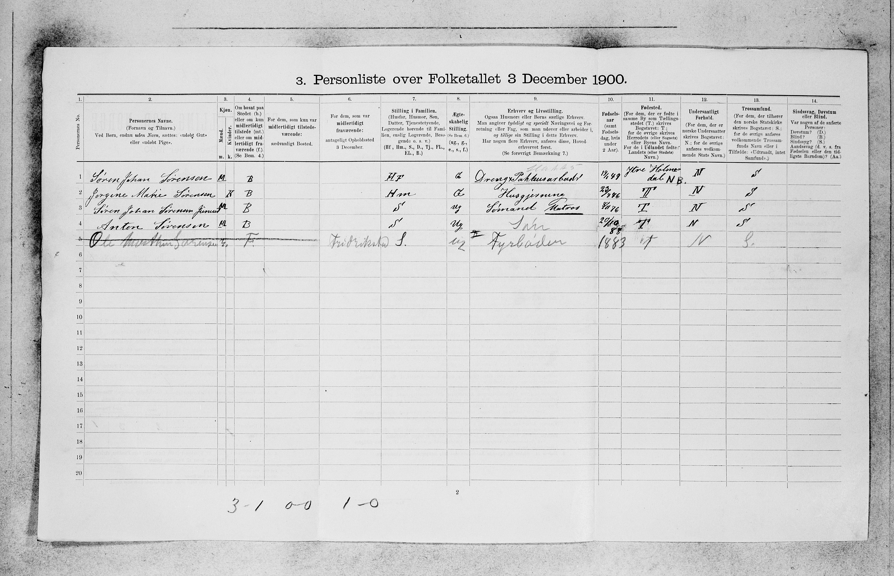 SAB, 1900 census for Bergen, 1900, p. 18263