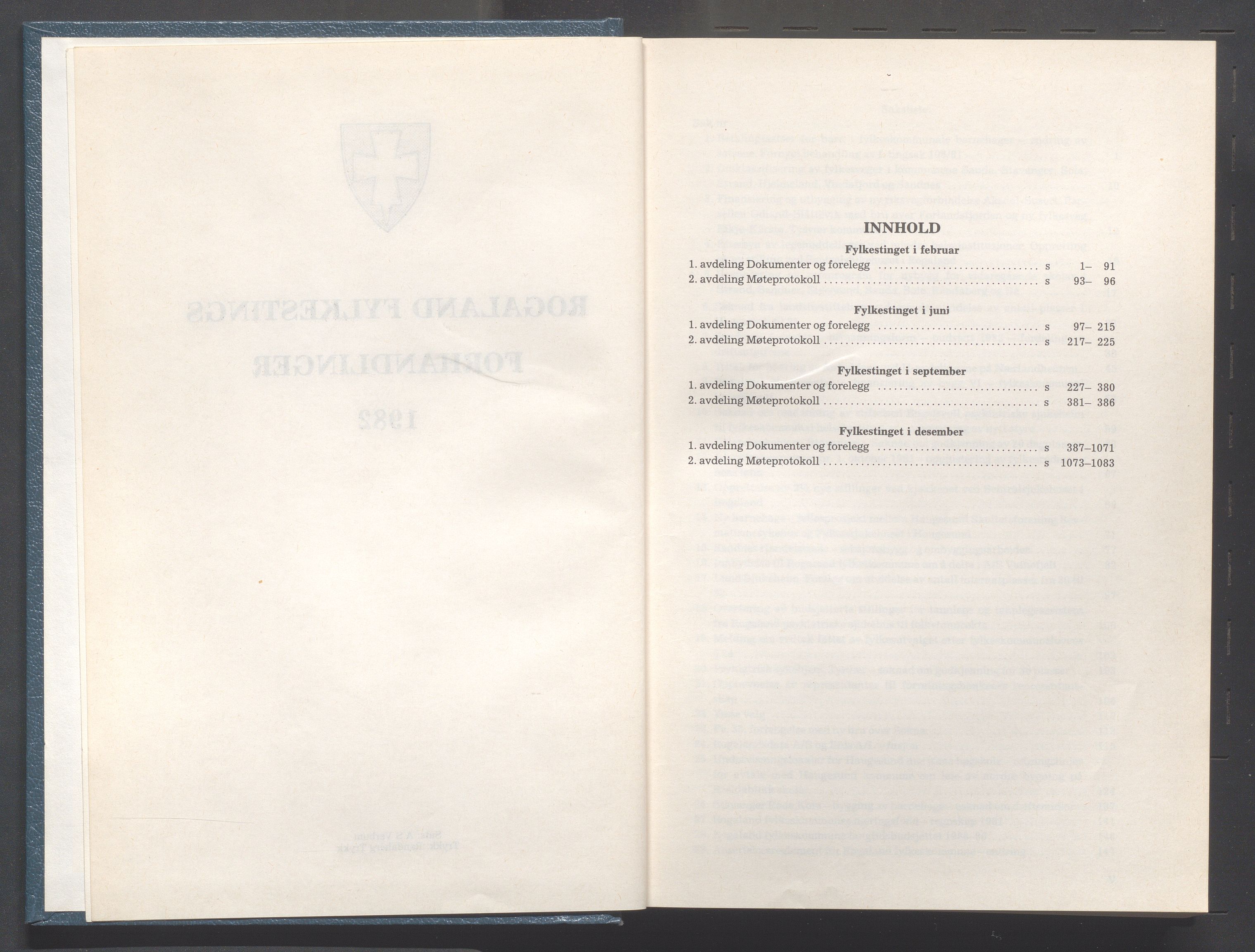 Rogaland fylkeskommune - Fylkesrådmannen , IKAR/A-900/A/Aa/Aaa/L0102: Møtebok , 1982