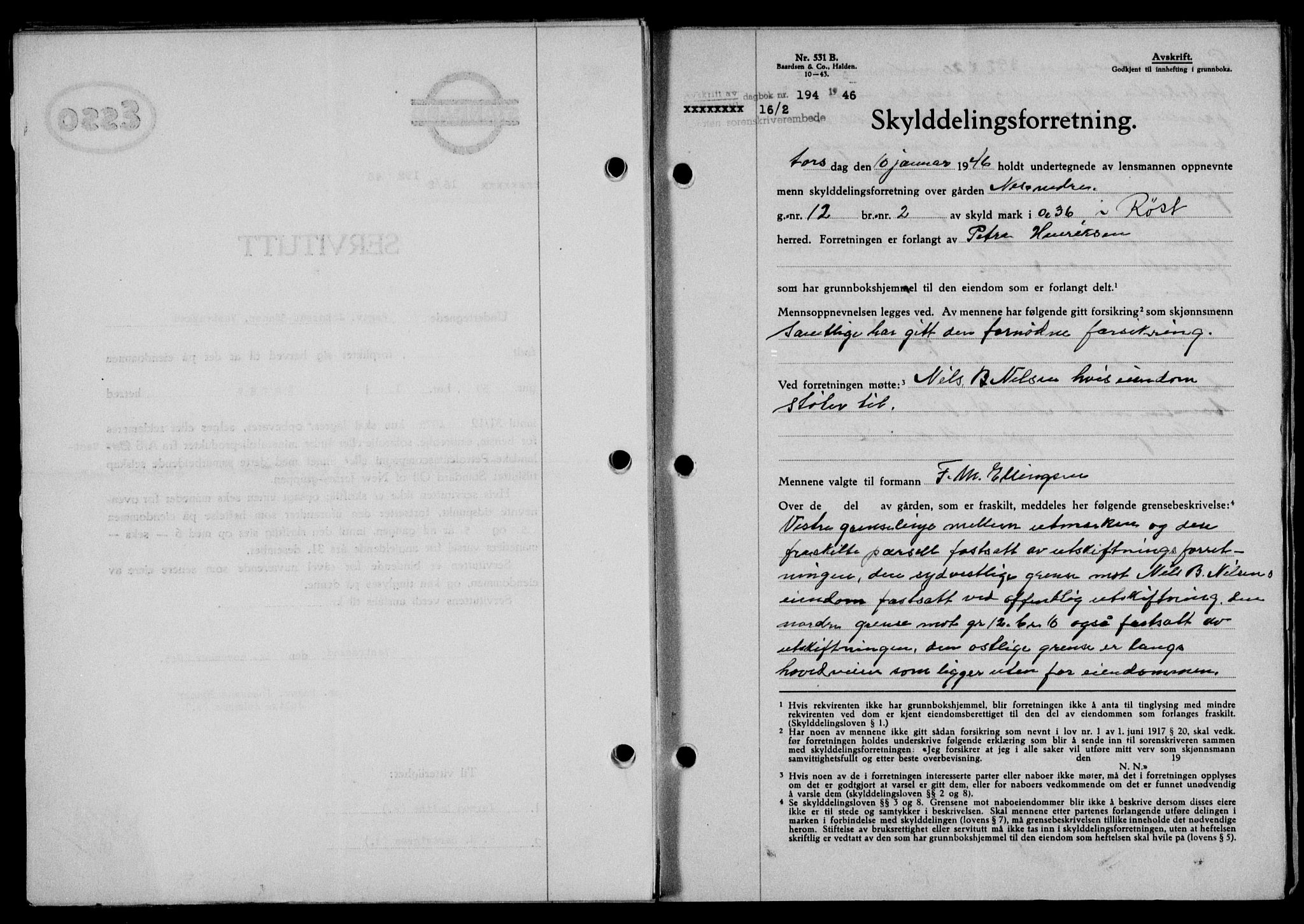 Lofoten sorenskriveri, SAT/A-0017/1/2/2C/L0013a: Mortgage book no. 13a, 1944-1946, Diary no: : 194/1946