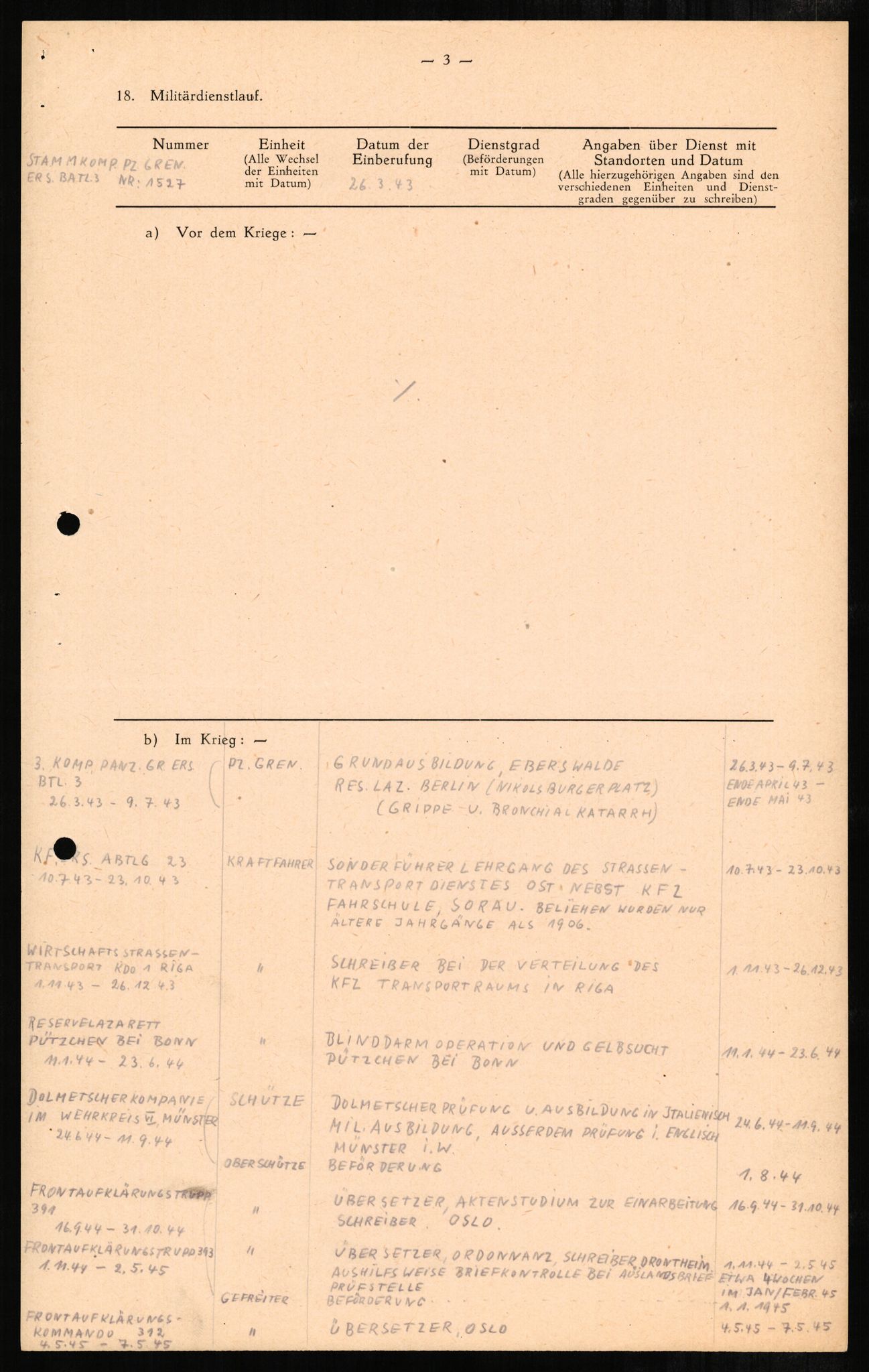 Forsvaret, Forsvarets overkommando II, AV/RA-RAFA-3915/D/Db/L0001: CI Questionaires. Tyske okkupasjonsstyrker i Norge. Tyskere., 1945-1946, p. 99