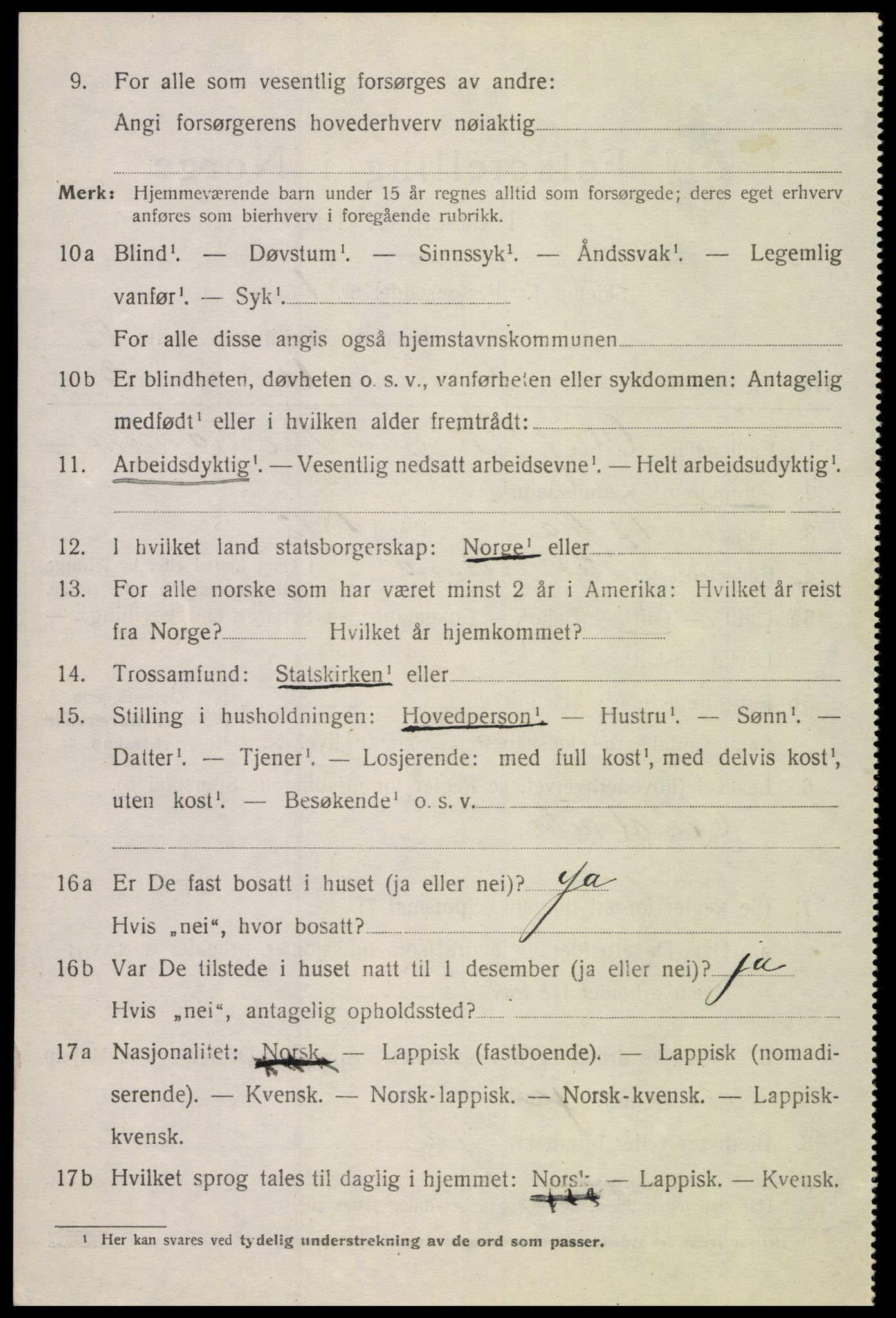 SAT, 1920 census for Evenes, 1920, p. 11895