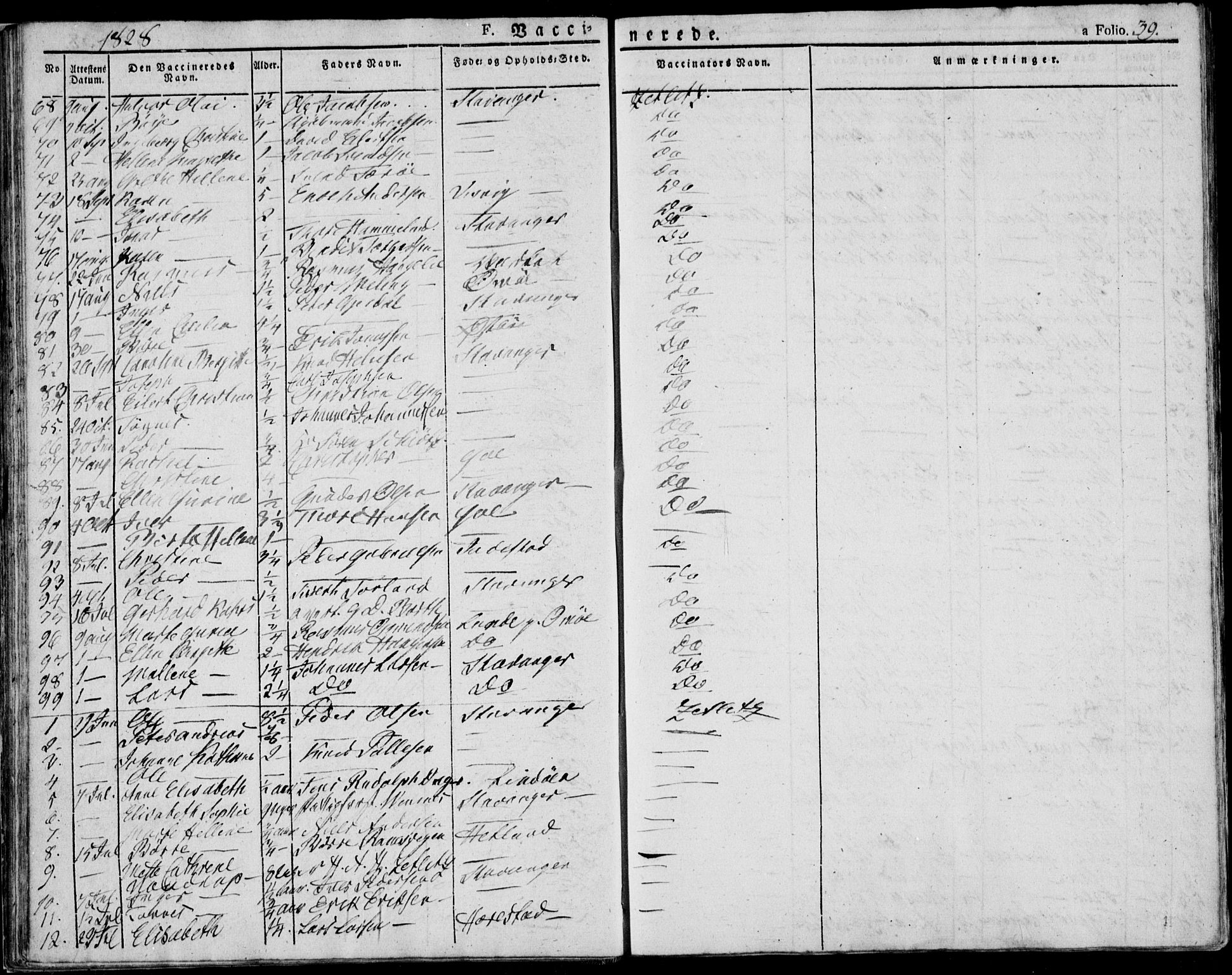 Domkirken sokneprestkontor, AV/SAST-A-101812/001/30/30BA/L0010: Parish register (official) no. A 10, 1821-1859, p. 39