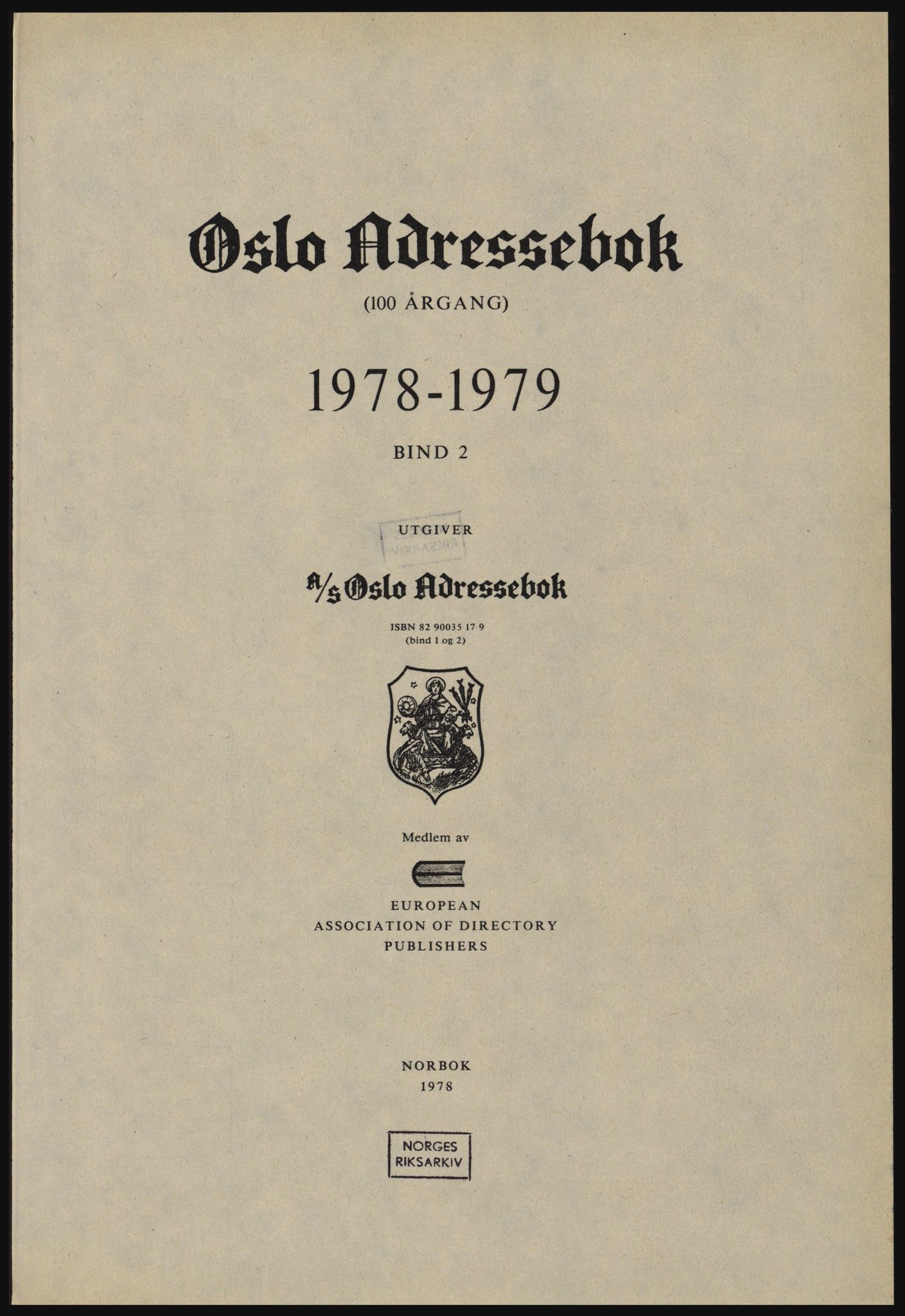 Kristiania/Oslo adressebok, PUBL/-, 1978-1979