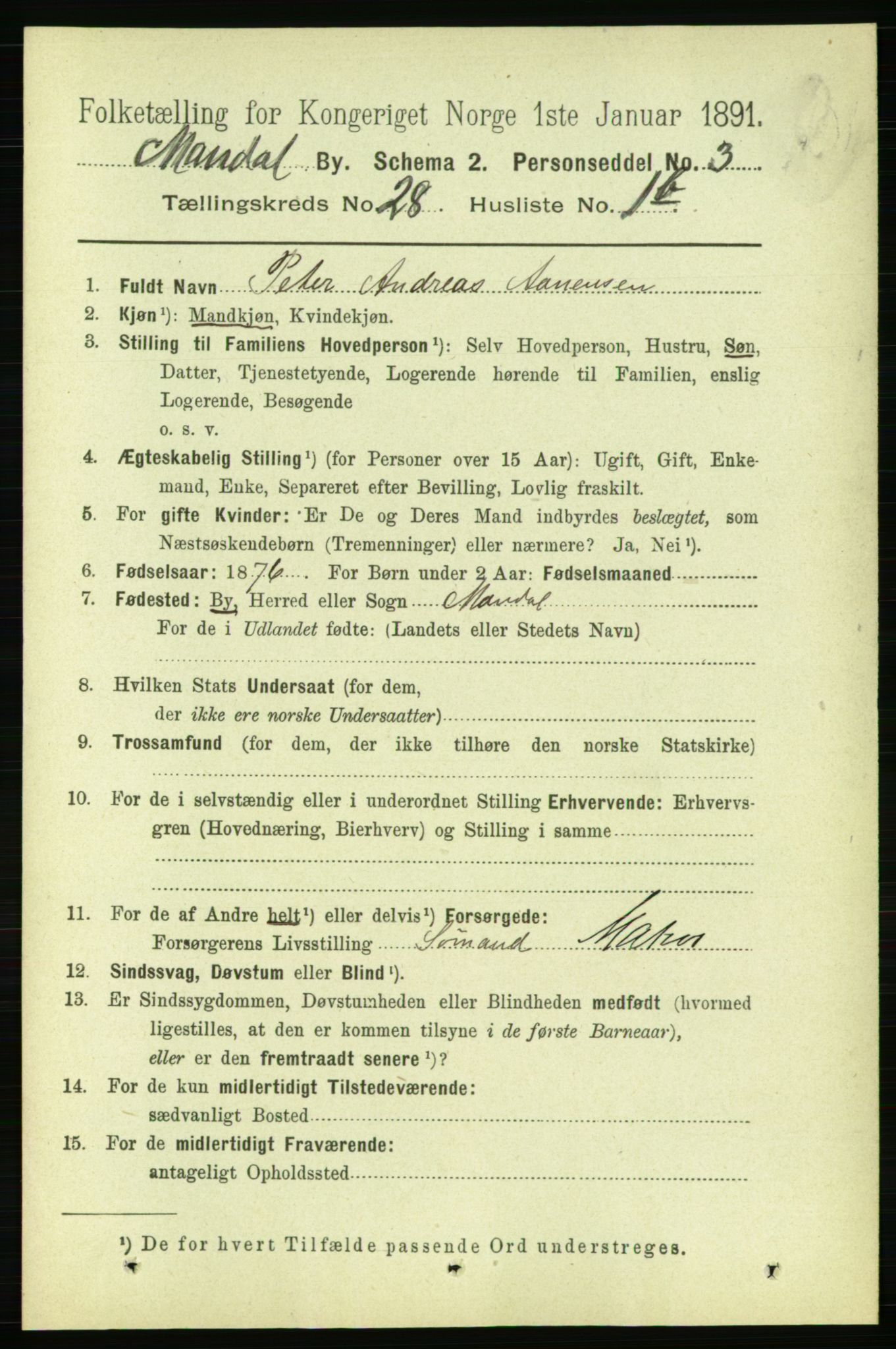 RA, 1891 census for 1002 Mandal, 1891, p. 5001