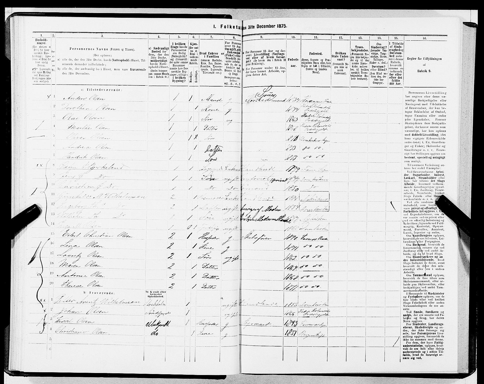 SAB, 1875 census for 1301 Bergen, 1875, p. 1618