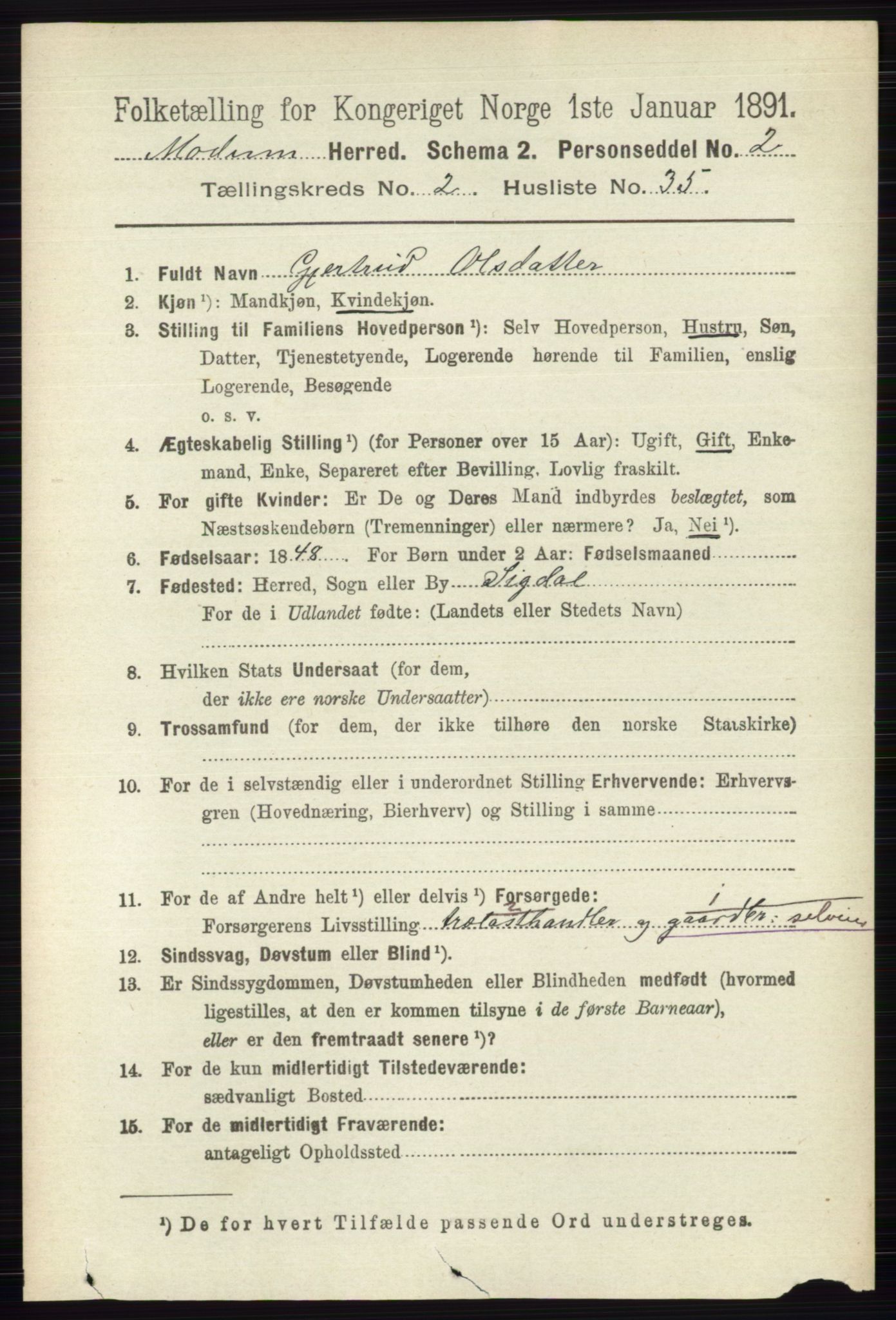 RA, 1891 census for 0623 Modum, 1891, p. 650