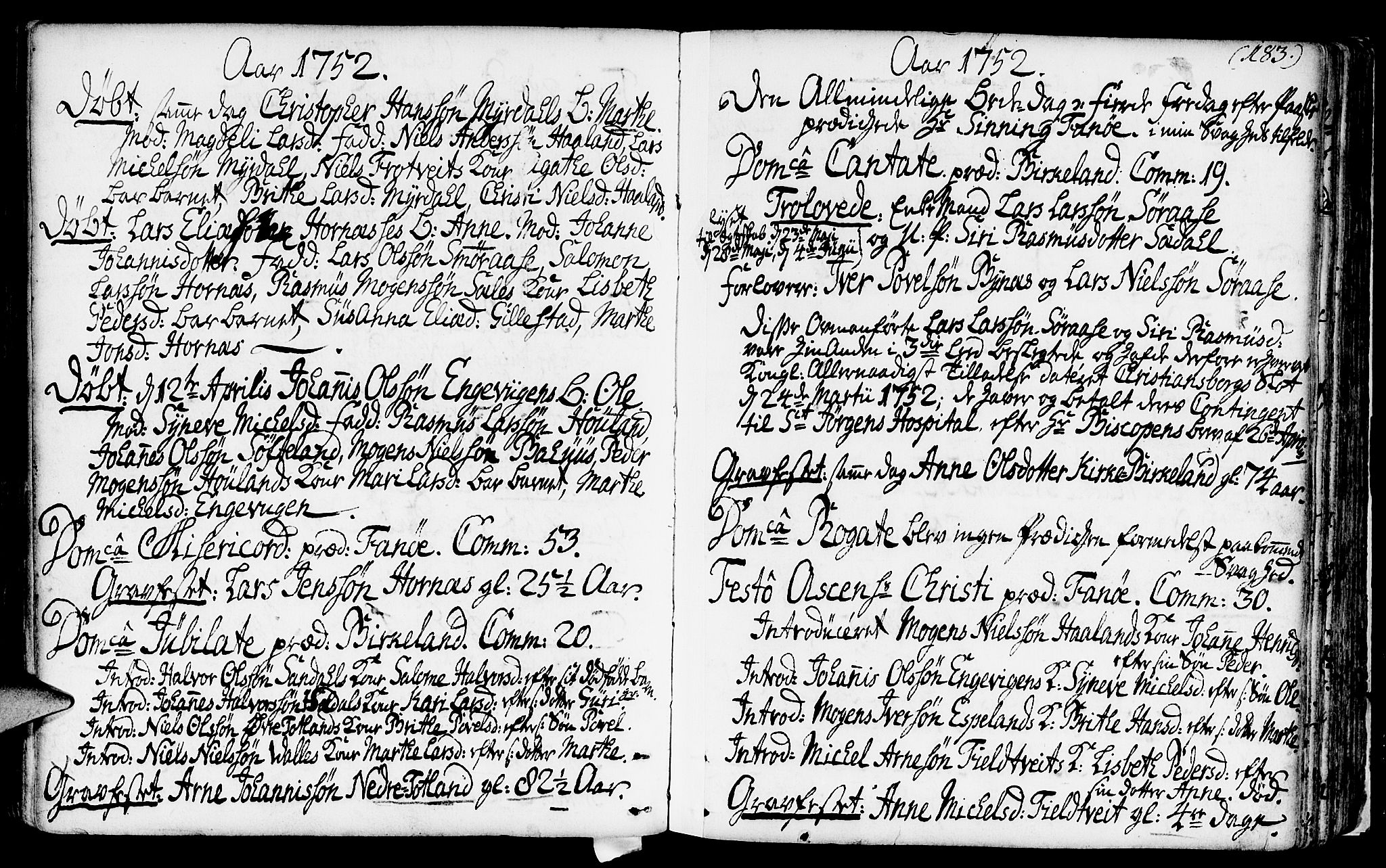 Fana Sokneprestembete, AV/SAB-A-75101/H/Haa/Haaa/L0003: Parish register (official) no. A 3, 1736-1757, p. 183