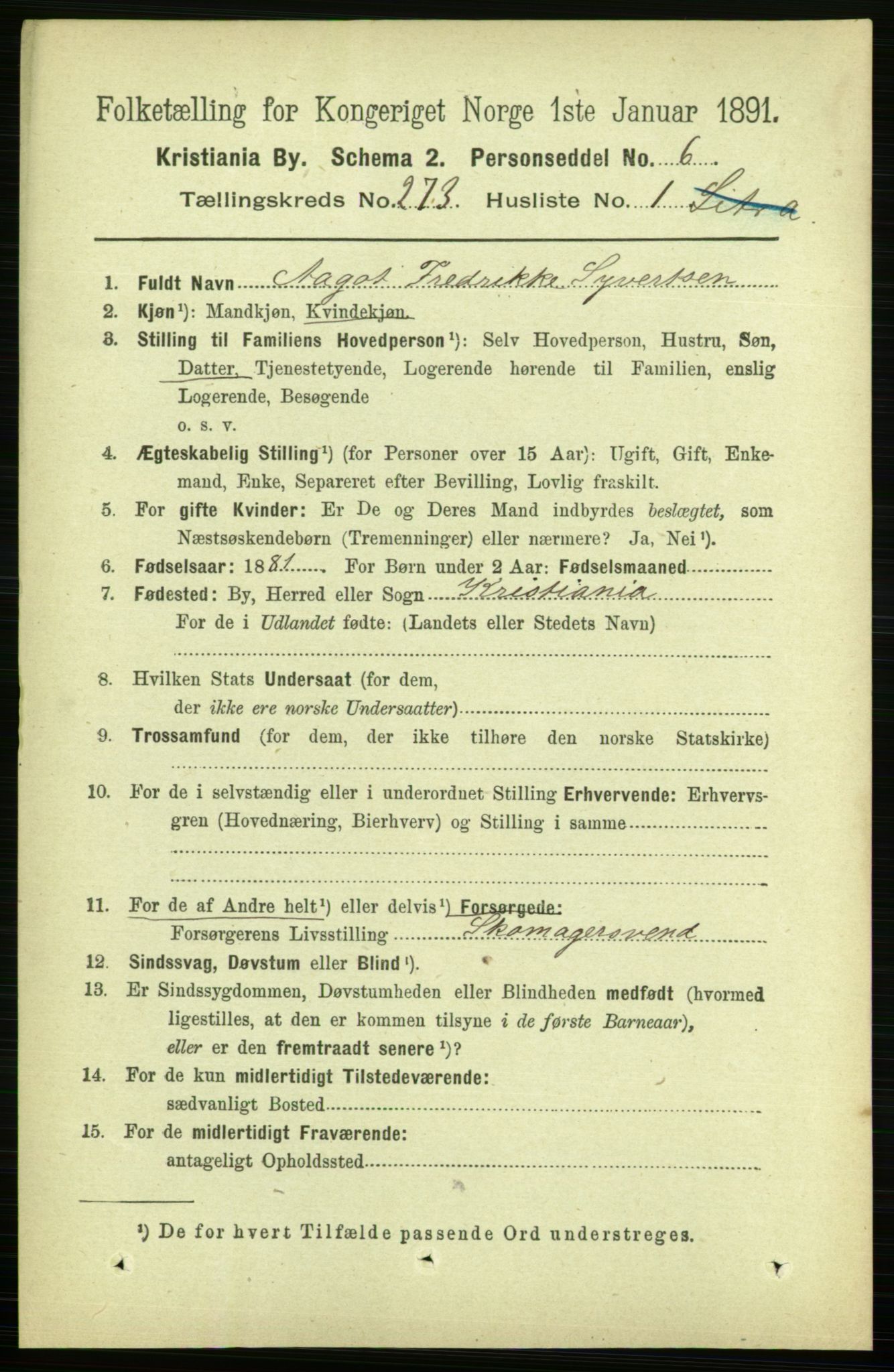 RA, 1891 census for 0301 Kristiania, 1891, p. 165765