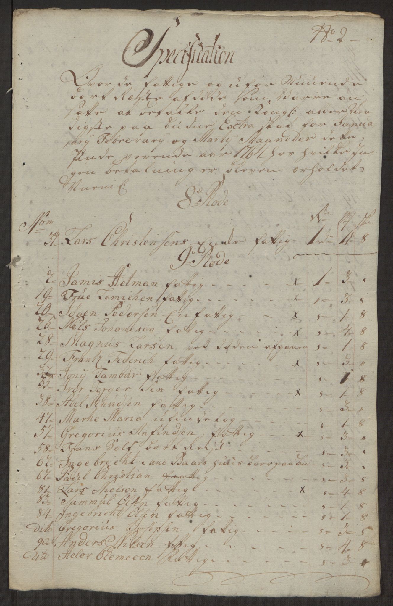 Rentekammeret inntil 1814, Reviderte regnskaper, Byregnskaper, AV/RA-EA-4066/R/Rp/L0367/0001: [P21] Kontribusjonsregnskap / Ekstraskatt, 1764, p. 218