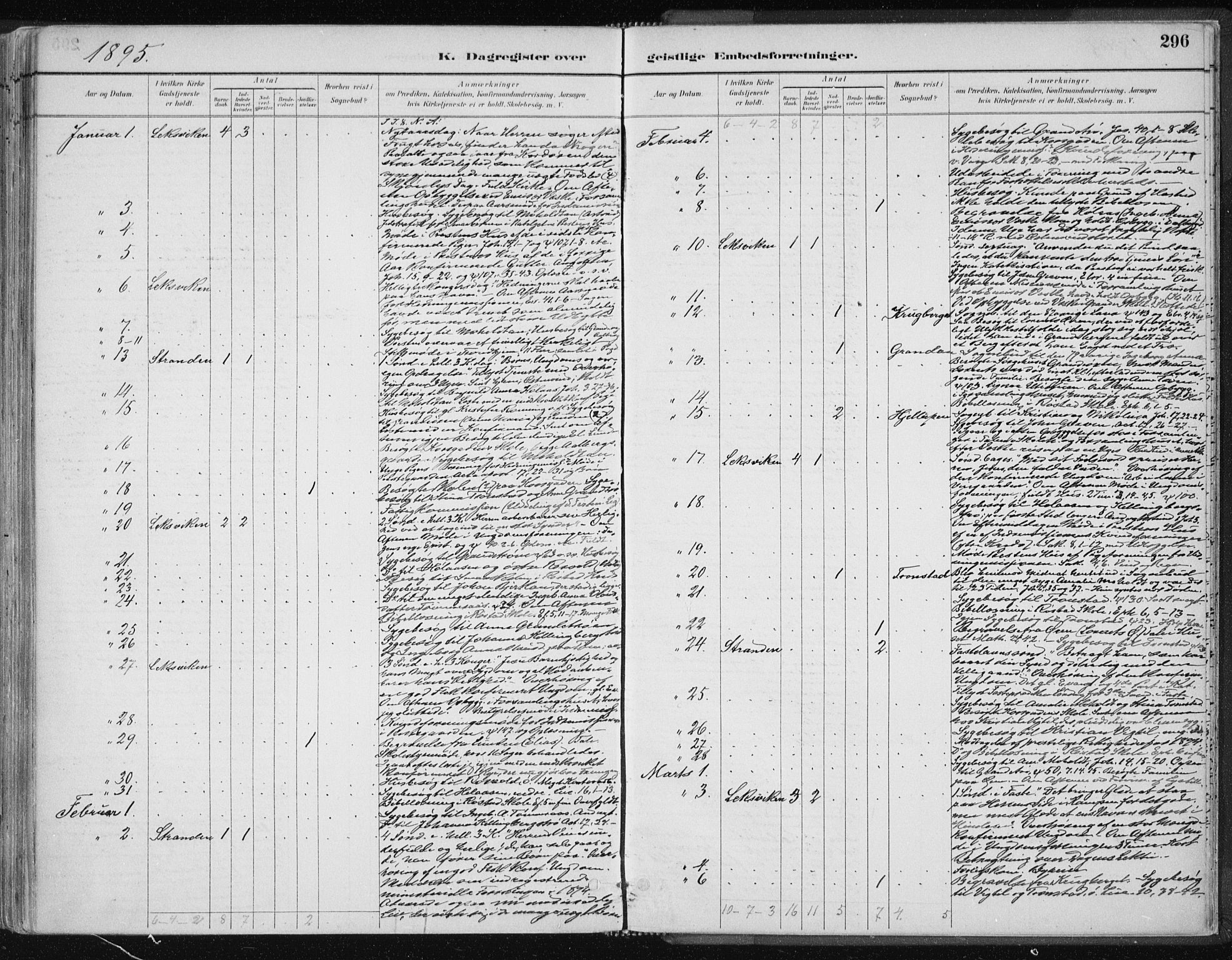 Ministerialprotokoller, klokkerbøker og fødselsregistre - Nord-Trøndelag, SAT/A-1458/701/L0010: Parish register (official) no. 701A10, 1883-1899, p. 296