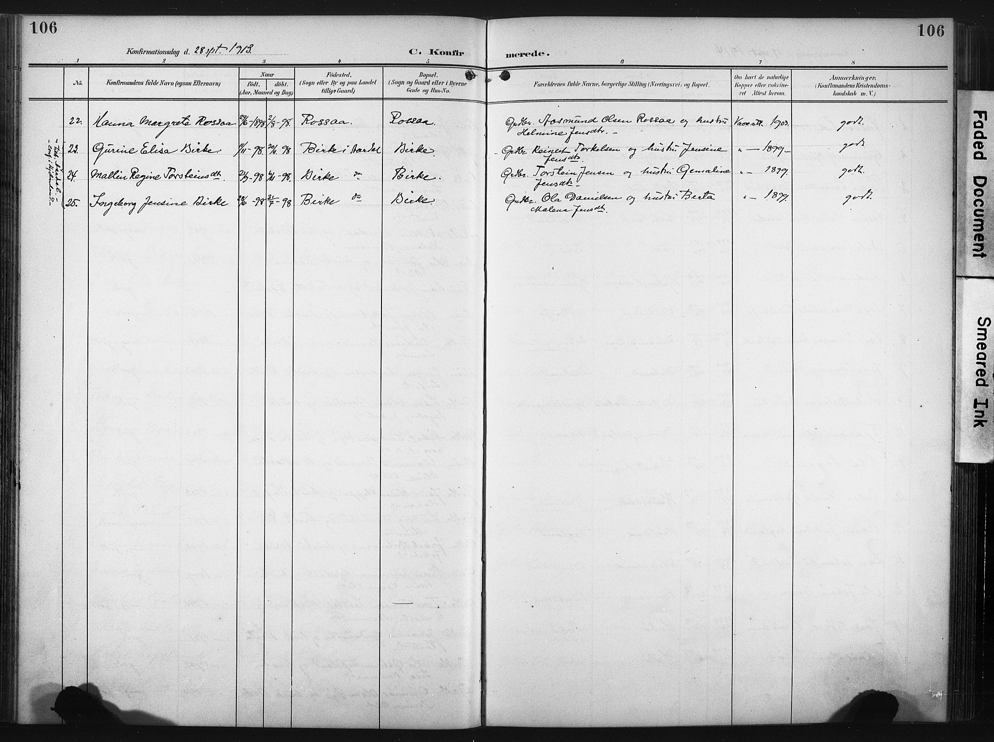 Hjelmeland sokneprestkontor, AV/SAST-A-101843/02/A/L0002: Parish register (official) no. A 17, 1901-1916, p. 106