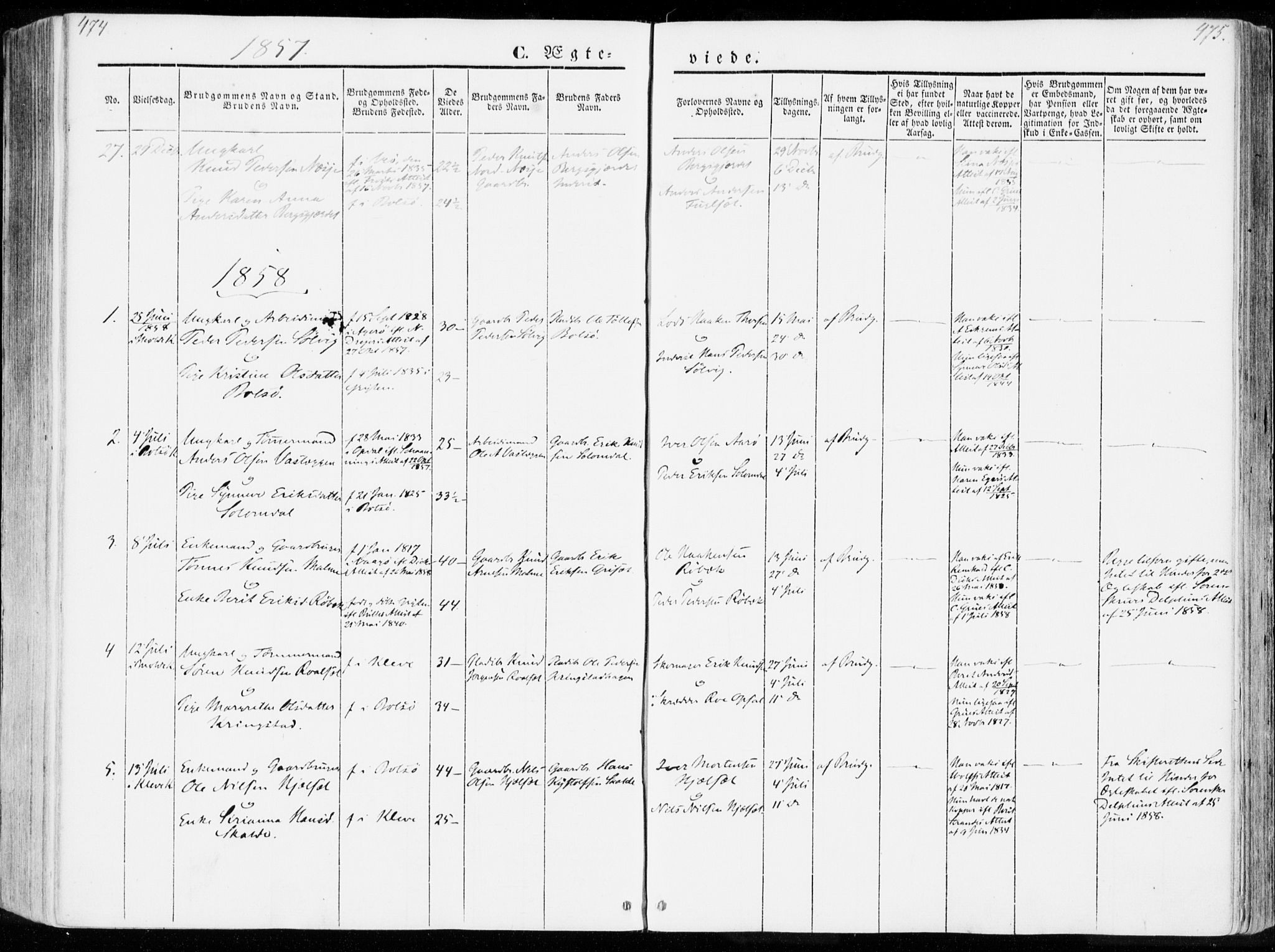Ministerialprotokoller, klokkerbøker og fødselsregistre - Møre og Romsdal, SAT/A-1454/555/L0653: Parish register (official) no. 555A04, 1843-1869, p. 474-475