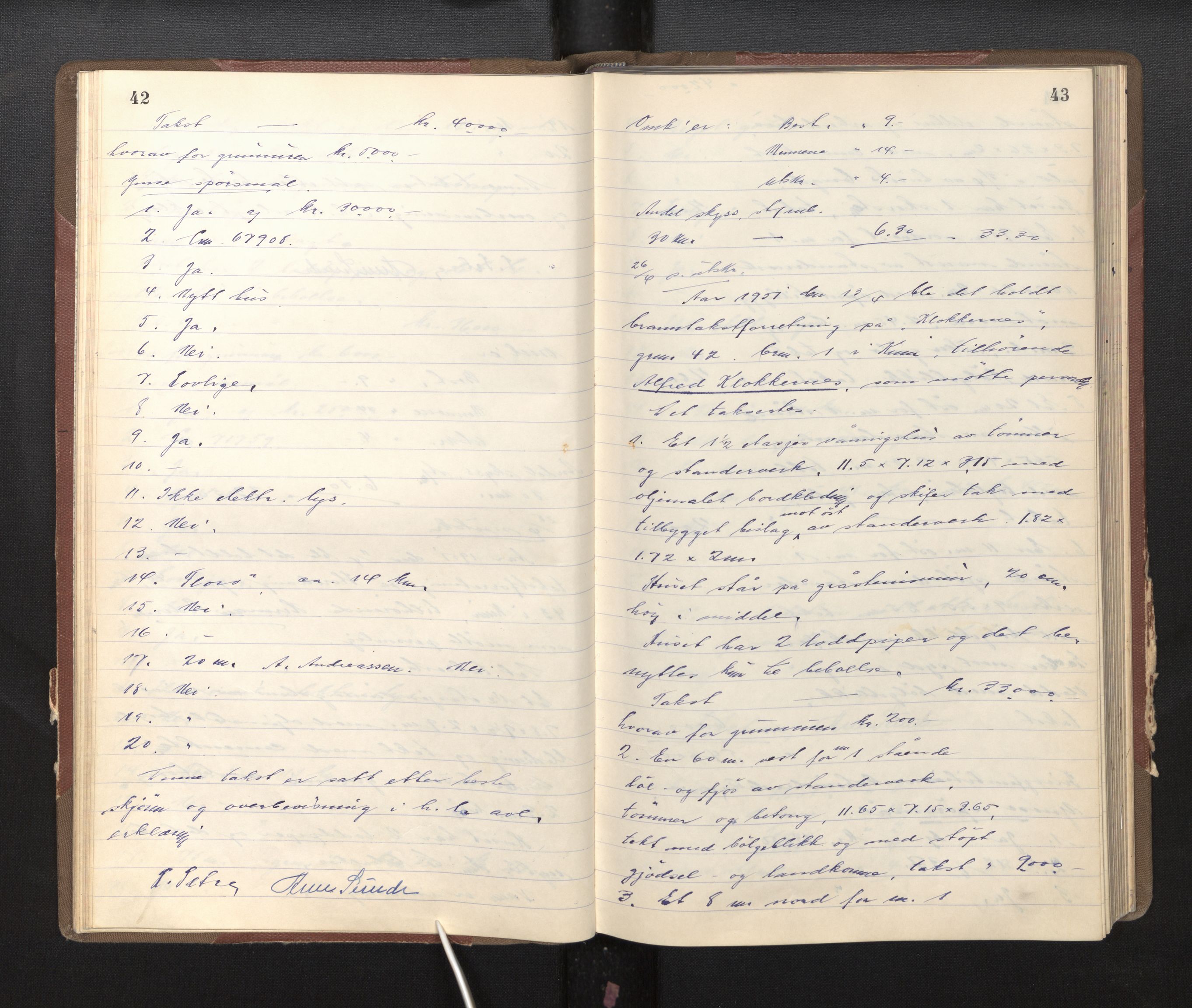 Lensmannen i Kinn, AV/SAB-A-28801/0012/L0004c: Branntakstprotokoll, 1950-1953, p. 42-43