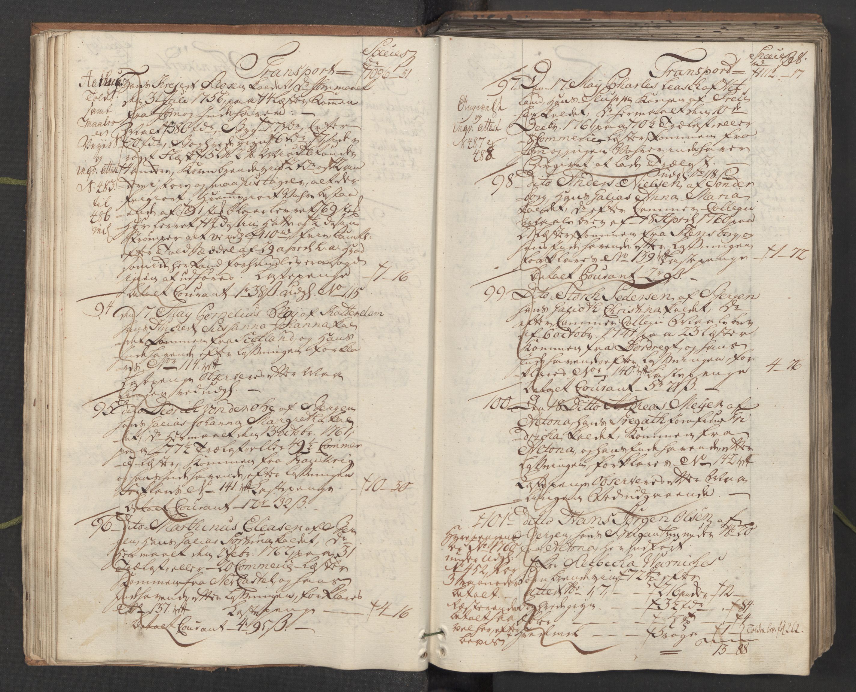 Generaltollkammeret, tollregnskaper, AV/RA-EA-5490/R26/L0101/0001: Tollregnskaper Bergen A / Inngående hovedtollbok, 1762, p. 27b-28a