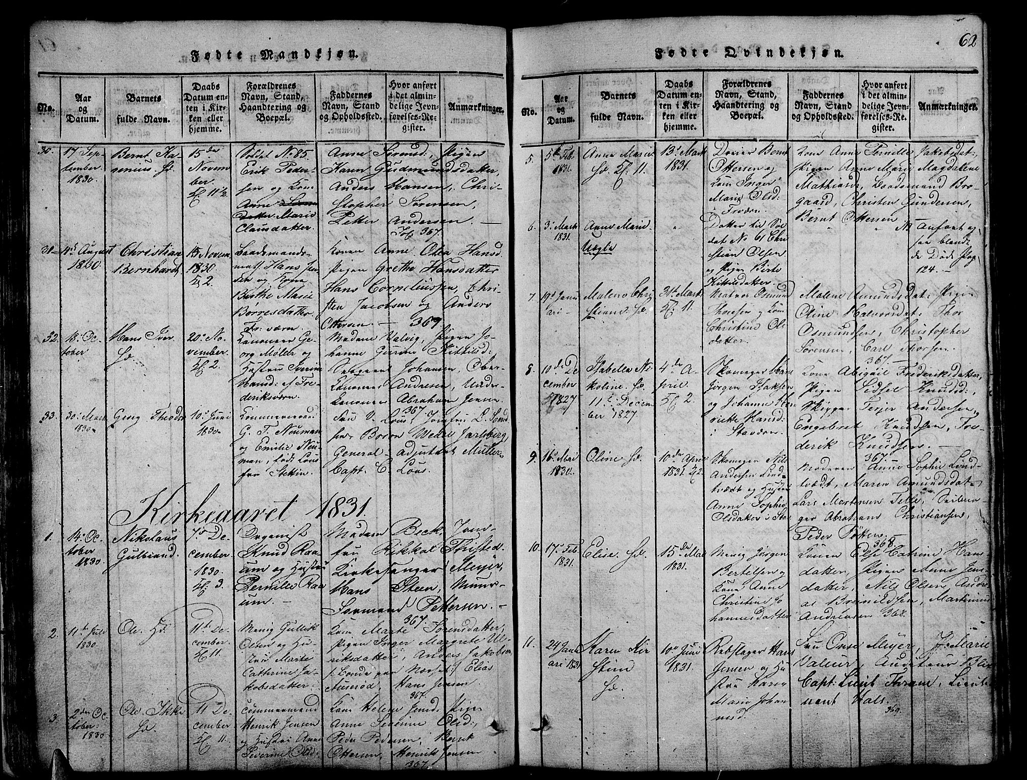 Stavern kirkebøker, AV/SAKO-A-318/G/Ga/L0001: Parish register (copy) no. 1, 1817-1841, p. 62