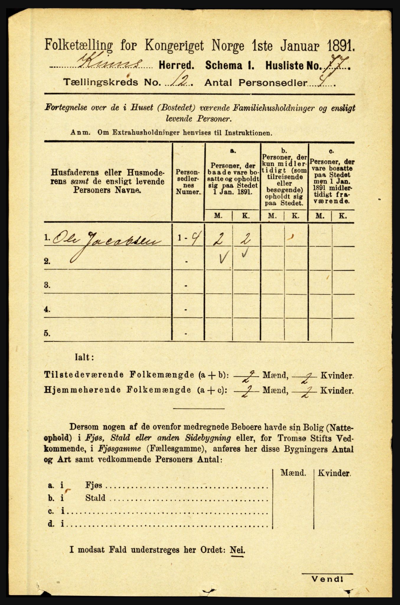 RA, 1891 census for 1437 Kinn, 1891, p. 4507