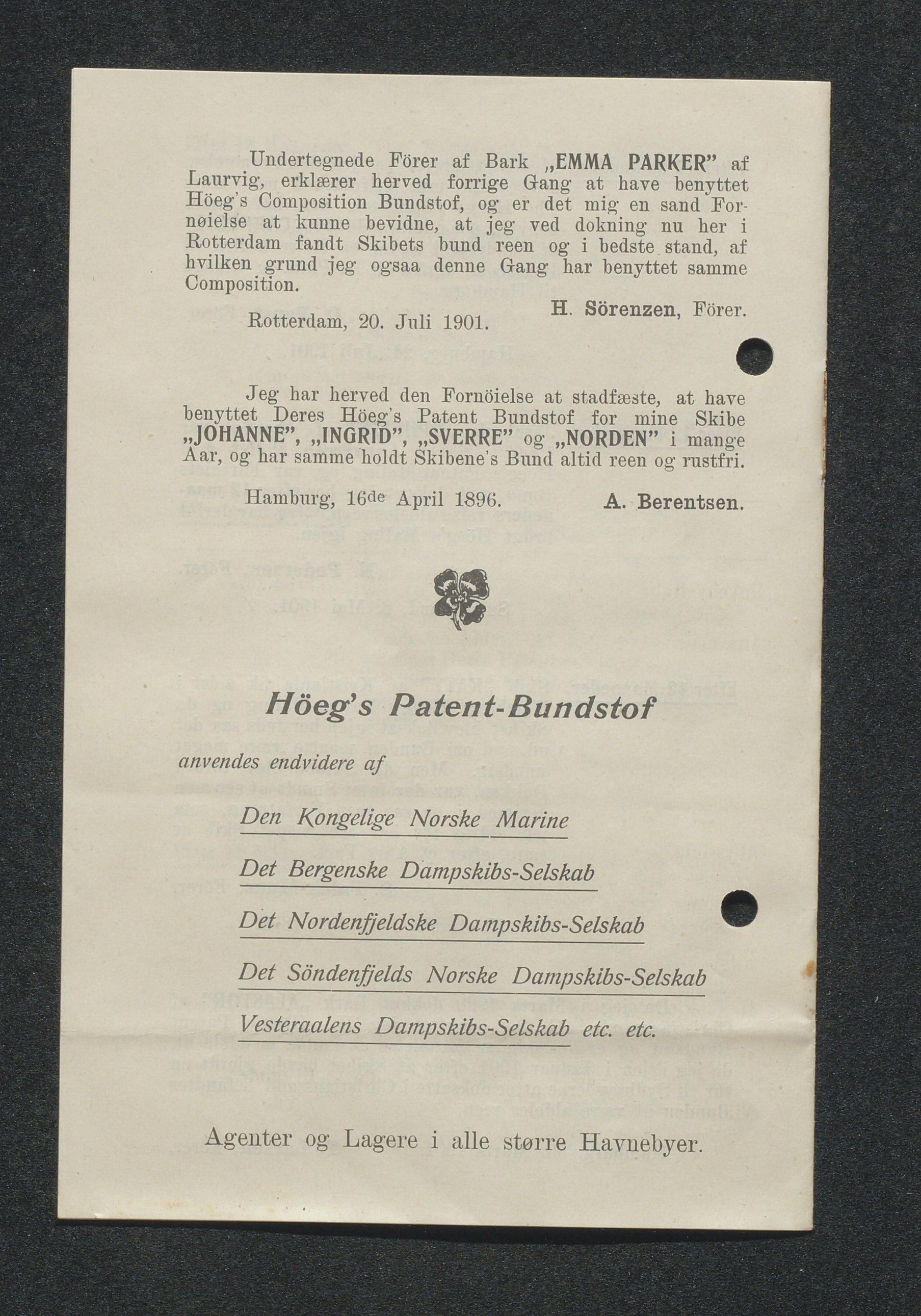O. Terjesens rederi, AAKS/PA-2525/E/E01/L0013: Korrespondanse, 1904-1905