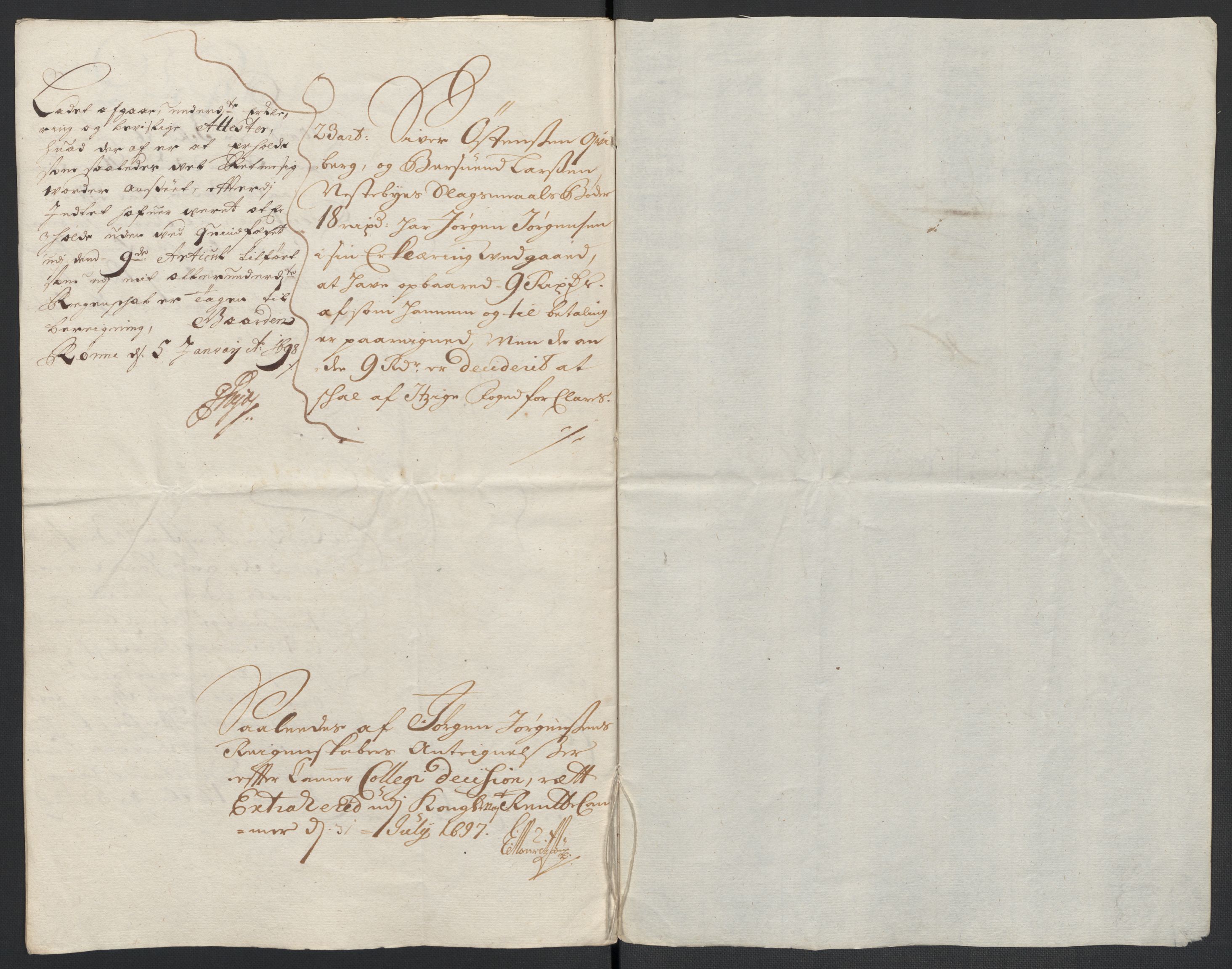 Rentekammeret inntil 1814, Reviderte regnskaper, Fogderegnskap, RA/EA-4092/R13/L0835: Fogderegnskap Solør, Odal og Østerdal, 1697, p. 43