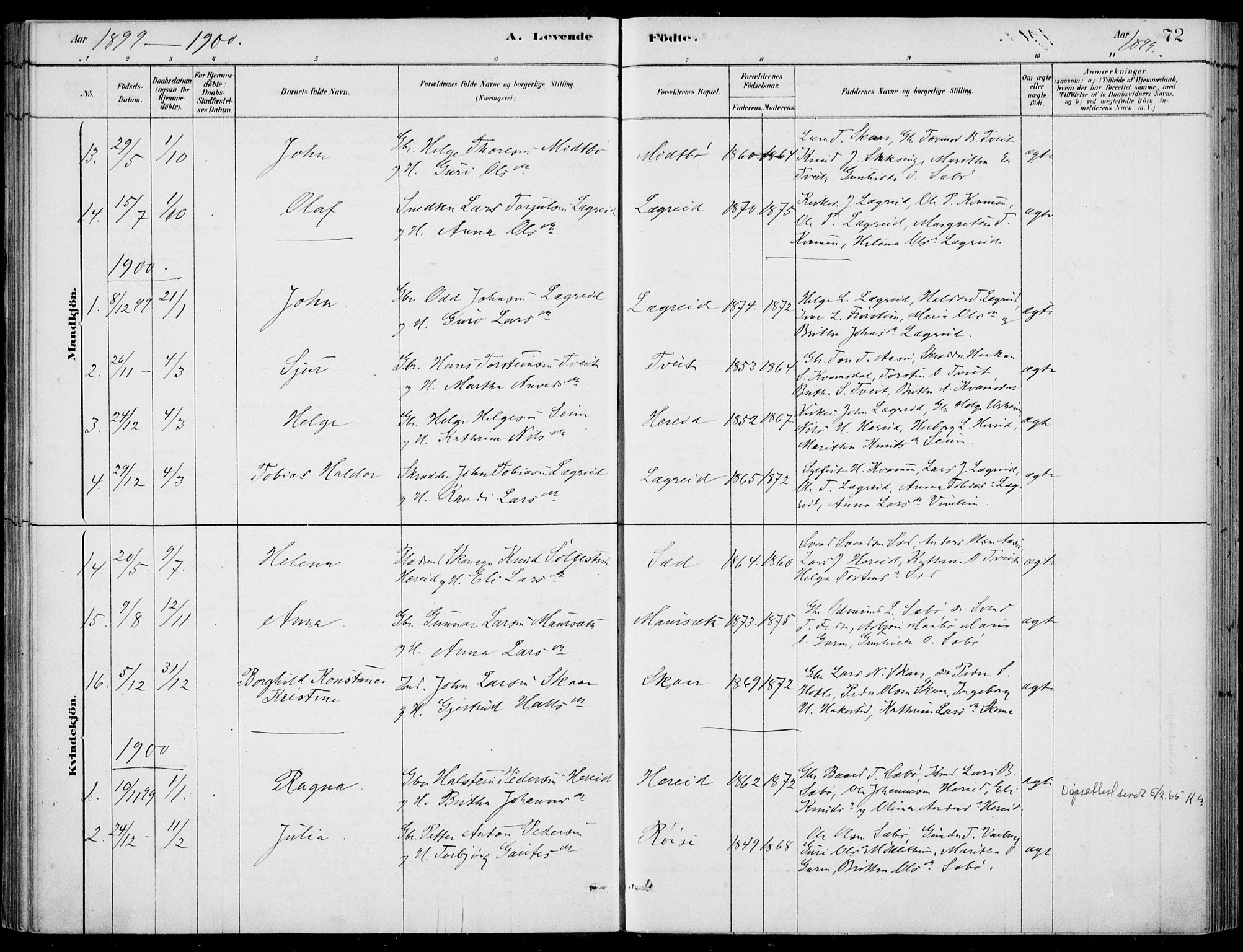 Ulvik sokneprestembete, SAB/A-78801/H/Haa: Parish register (official) no. D  1, 1878-1903, p. 72