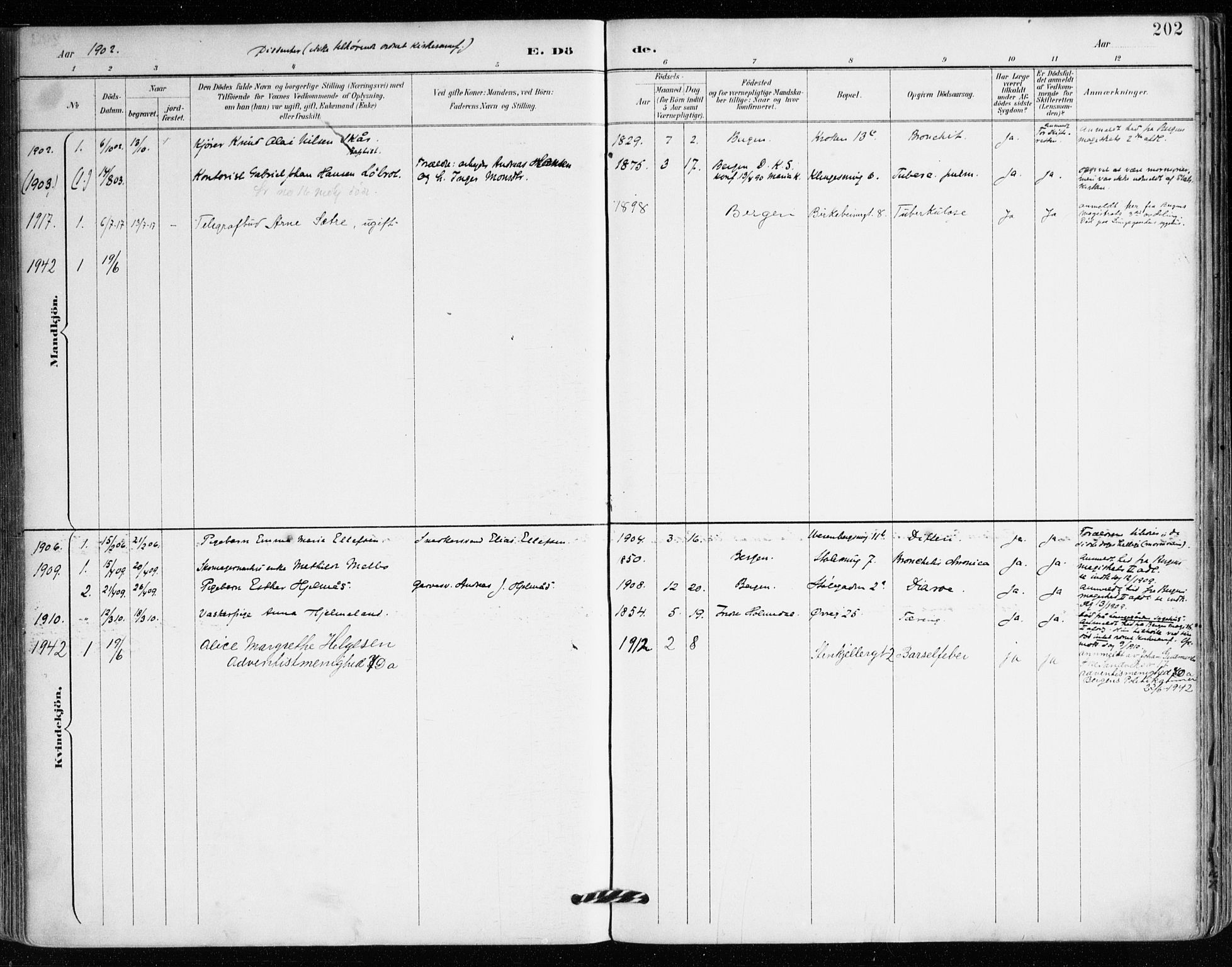 Mariakirken Sokneprestembete, SAB/A-76901/H/Haa/L0008: Parish register (official) no. A 8, 1893-1942, p. 202