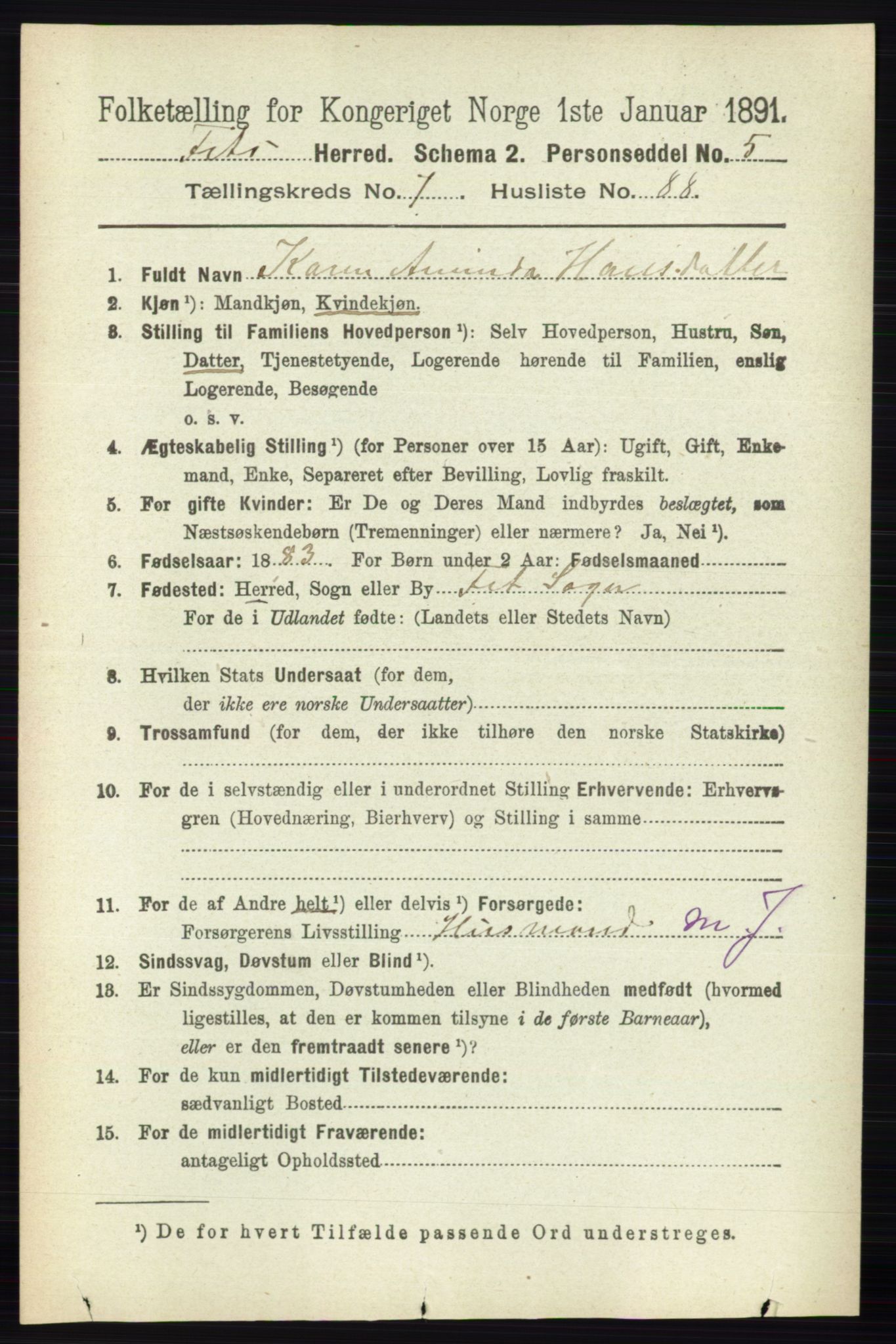 RA, 1891 census for 0227 Fet, 1891, p. 2975