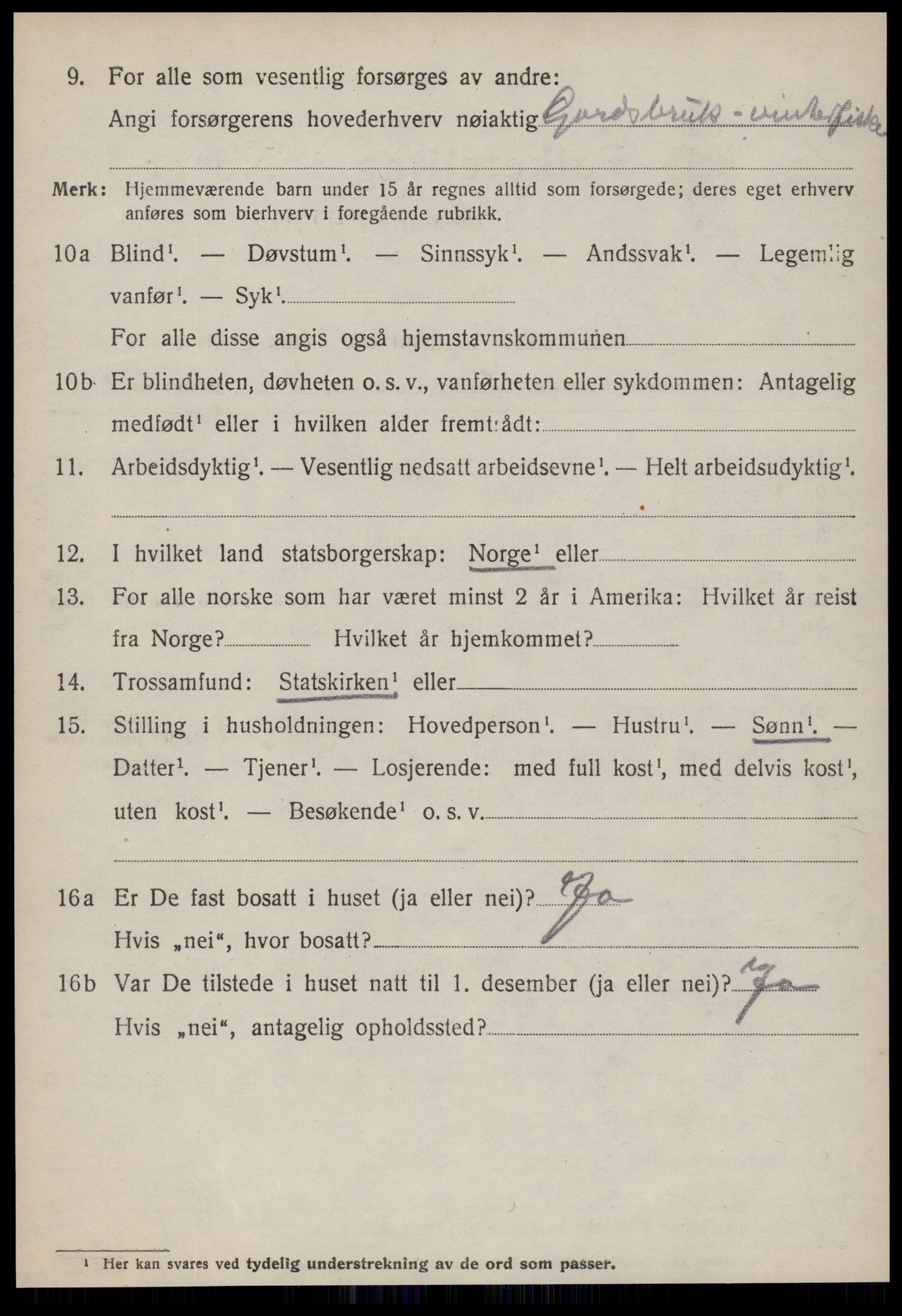 SAT, 1920 census for Vatne, 1920, p. 2205