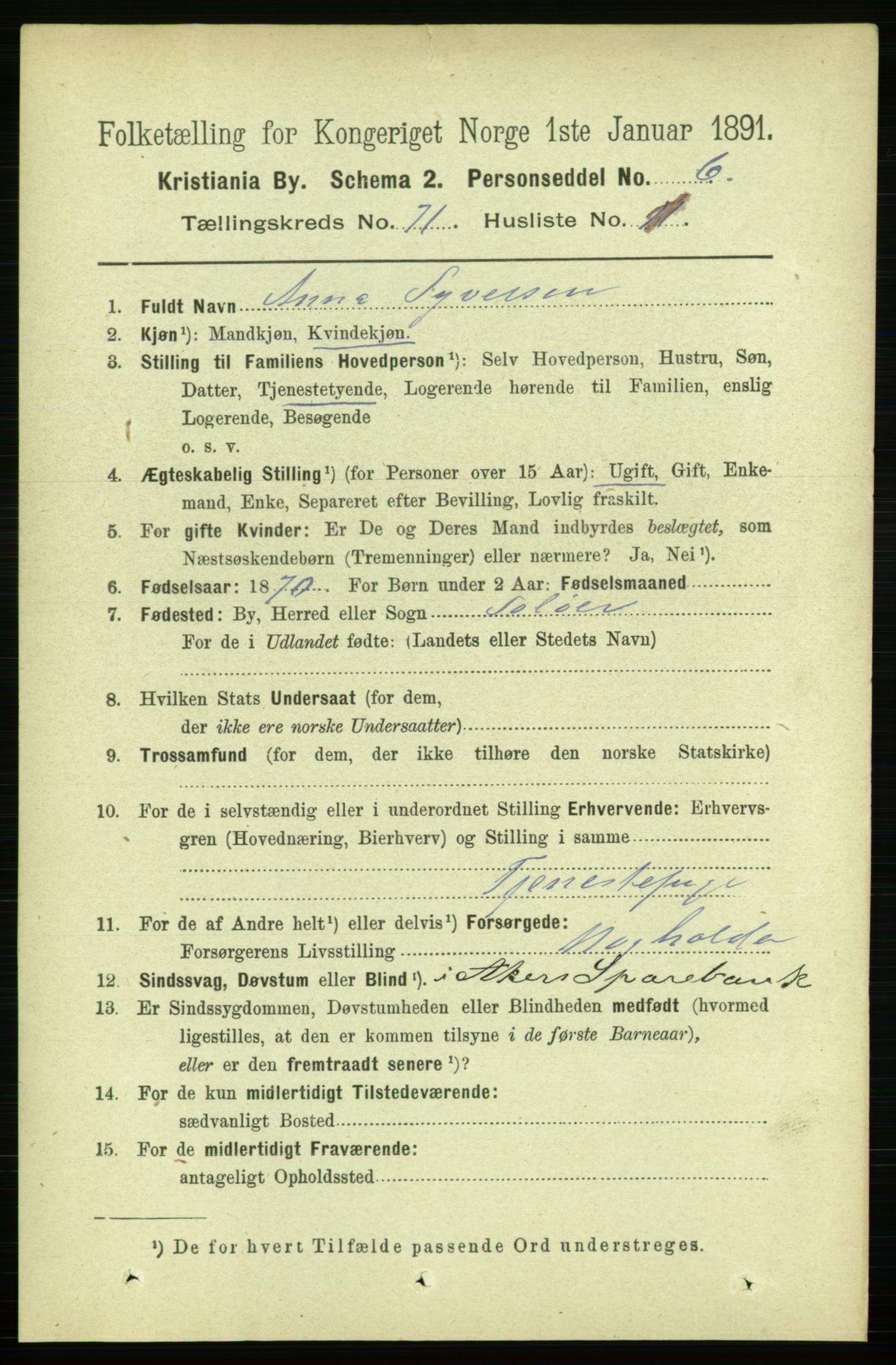 RA, 1891 census for 0301 Kristiania, 1891, p. 38927