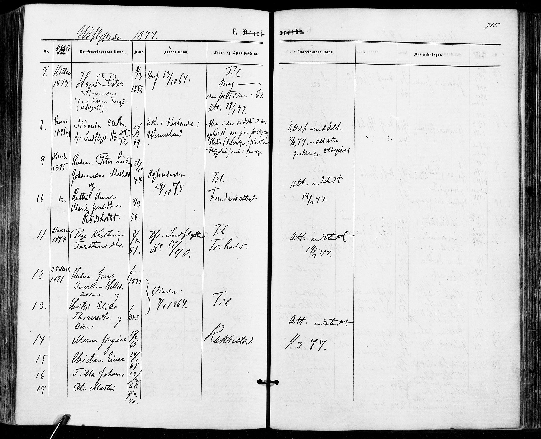 Aremark prestekontor Kirkebøker, SAO/A-10899/F/Fc/L0004: Parish register (official) no. III 4, 1866-1877, p. 739-740