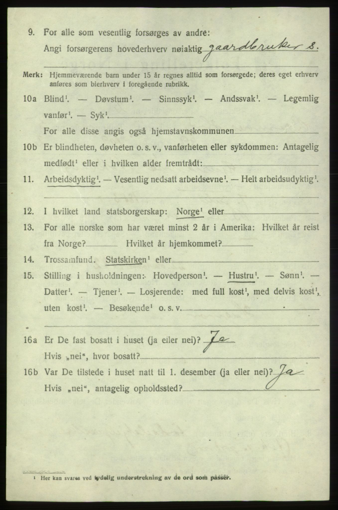 SAB, 1920 census for Bremnes, 1920, p. 3021