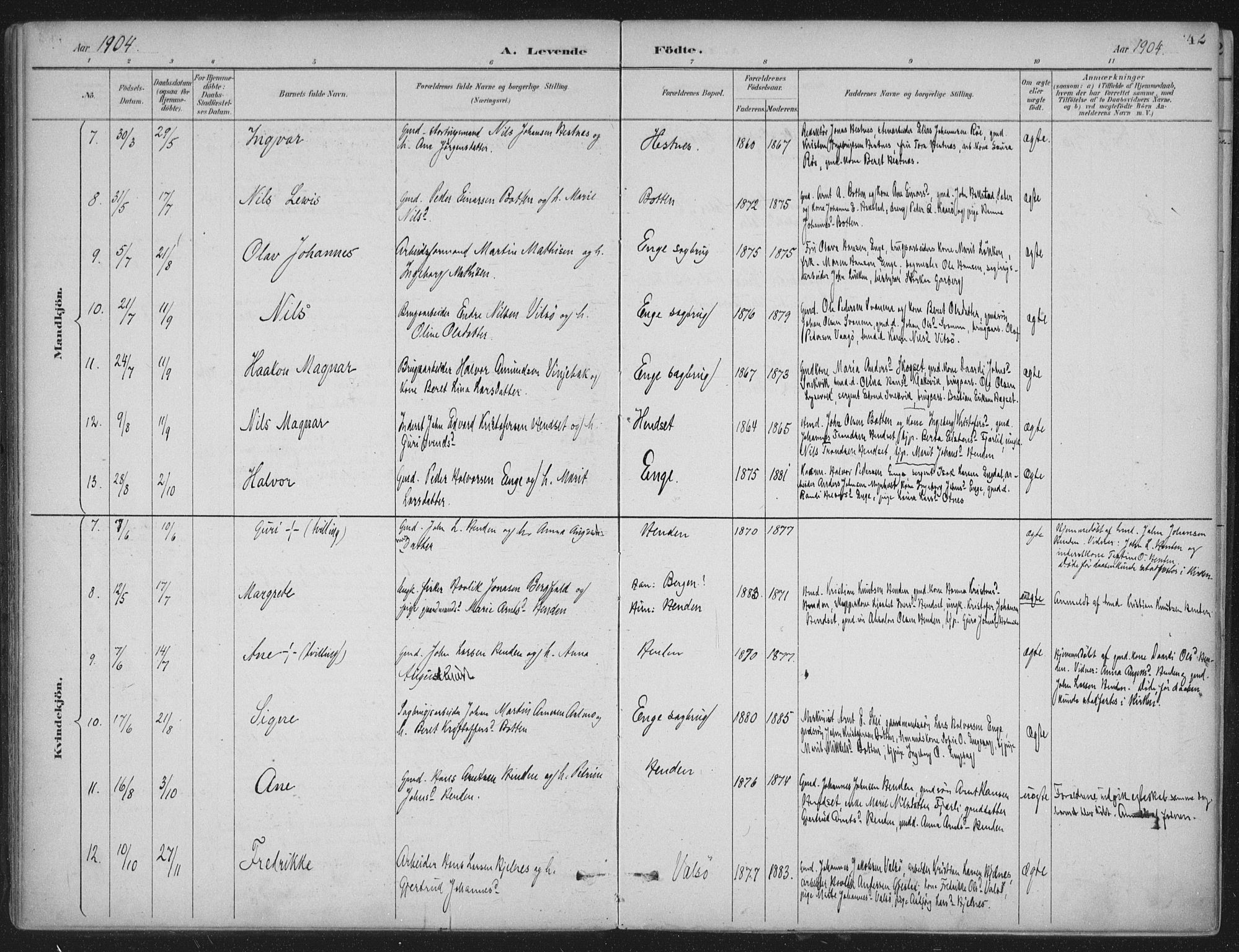 Ministerialprotokoller, klokkerbøker og fødselsregistre - Møre og Romsdal, AV/SAT-A-1454/580/L0925: Parish register (official) no. 580A02, 1888-1913, p. 42