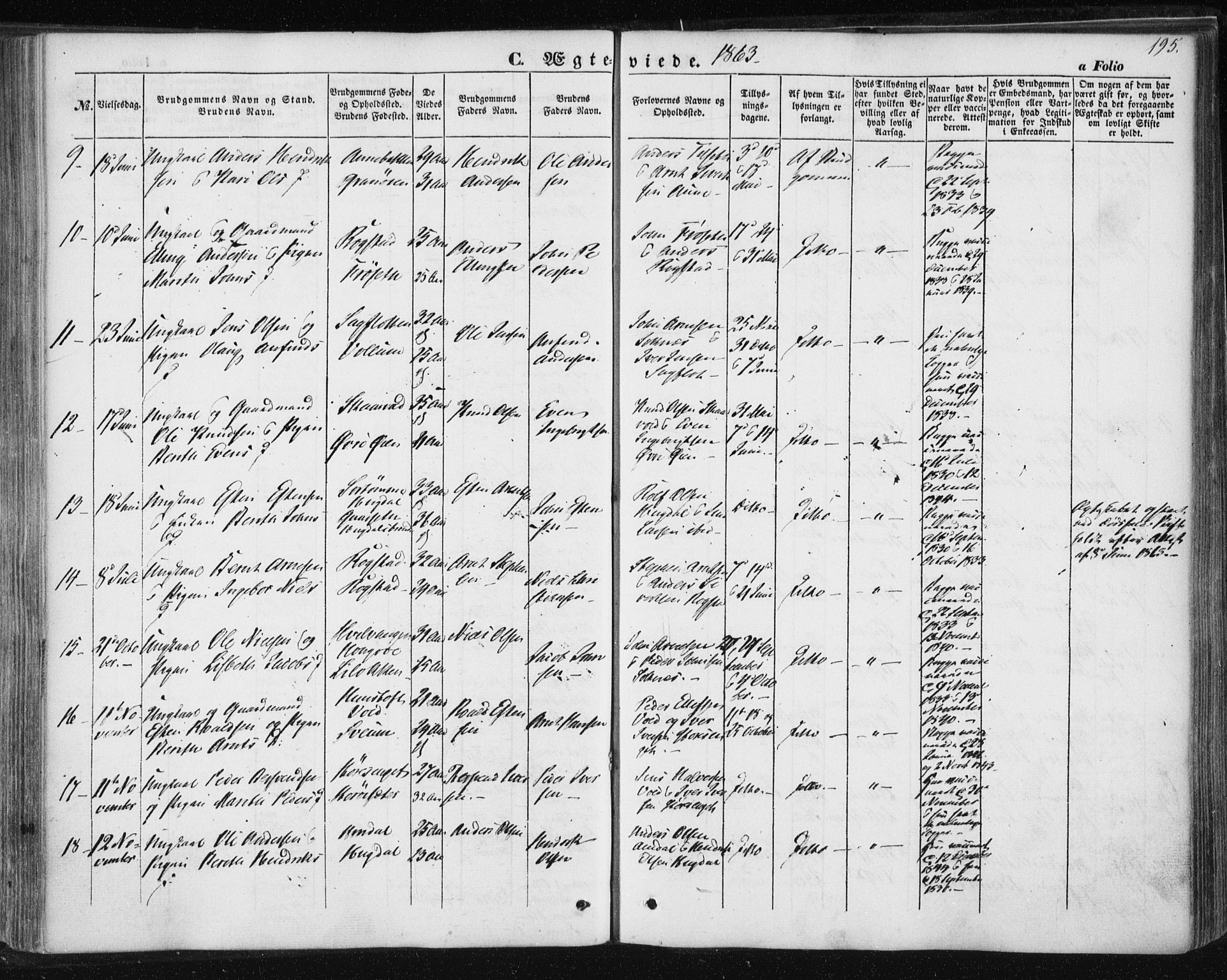 Ministerialprotokoller, klokkerbøker og fødselsregistre - Sør-Trøndelag, SAT/A-1456/687/L1000: Parish register (official) no. 687A06, 1848-1869, p. 195
