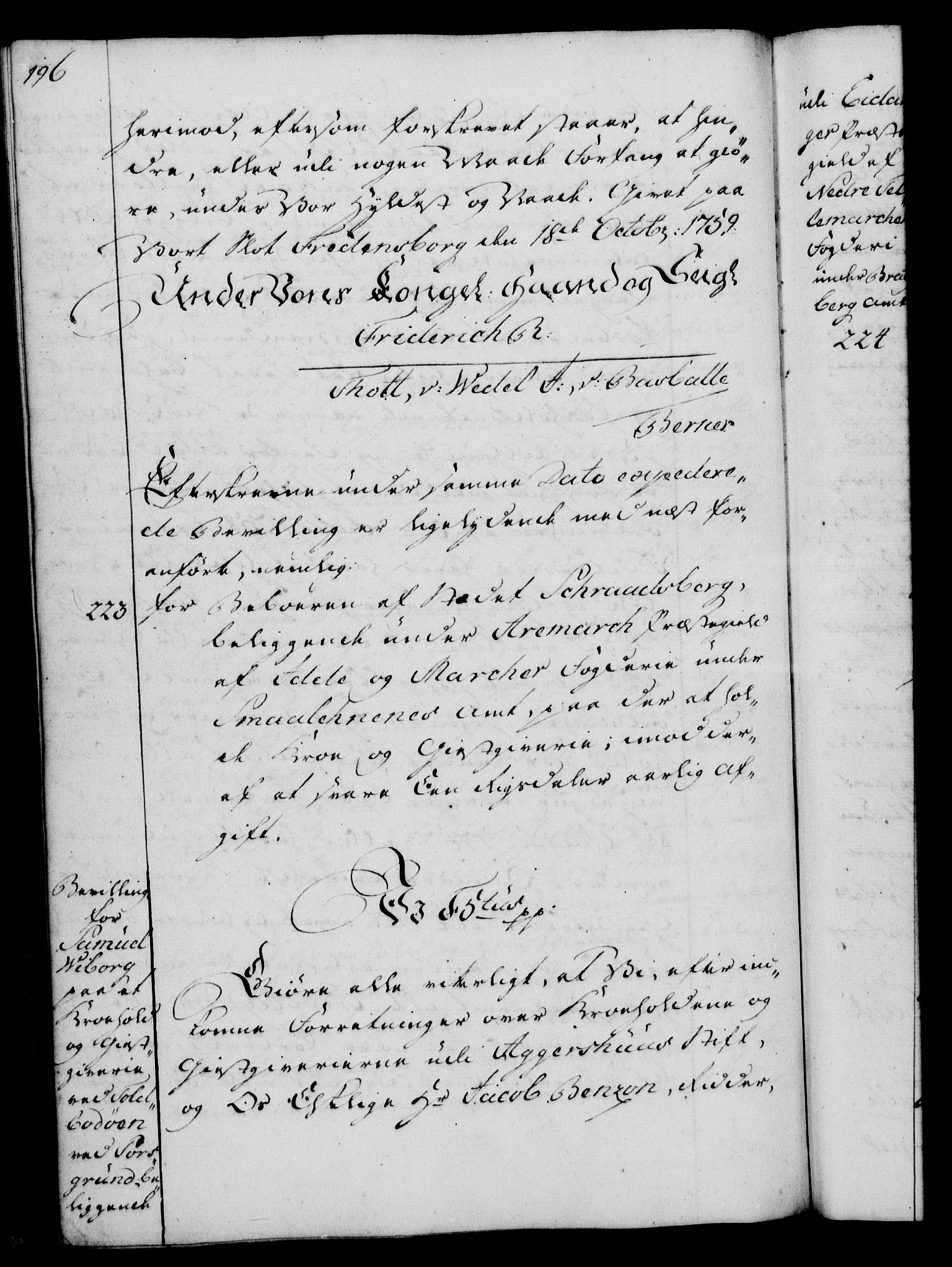 Rentekammeret, Kammerkanselliet, AV/RA-EA-3111/G/Gg/Gga/L0007: Norsk ekspedisjonsprotokoll med register (merket RK 53.7), 1759-1768, p. 196