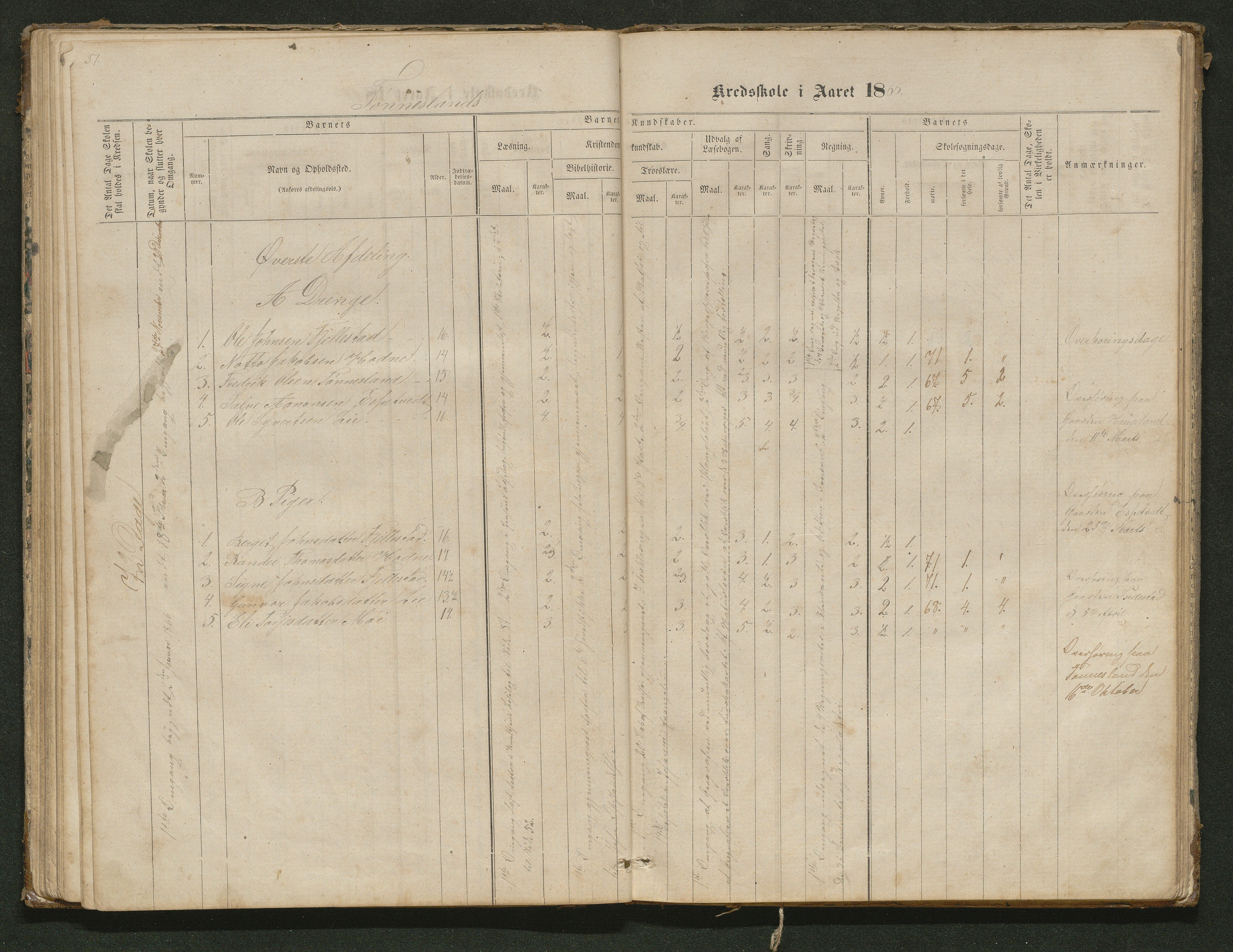 Hornnes kommune, Tønnesvold, Abusland skolekretser, AAKS/KA0936-550g/F1/L0001: Skoleprotokoll Abusland, Tønnesvold, 1864-1896, p. 51