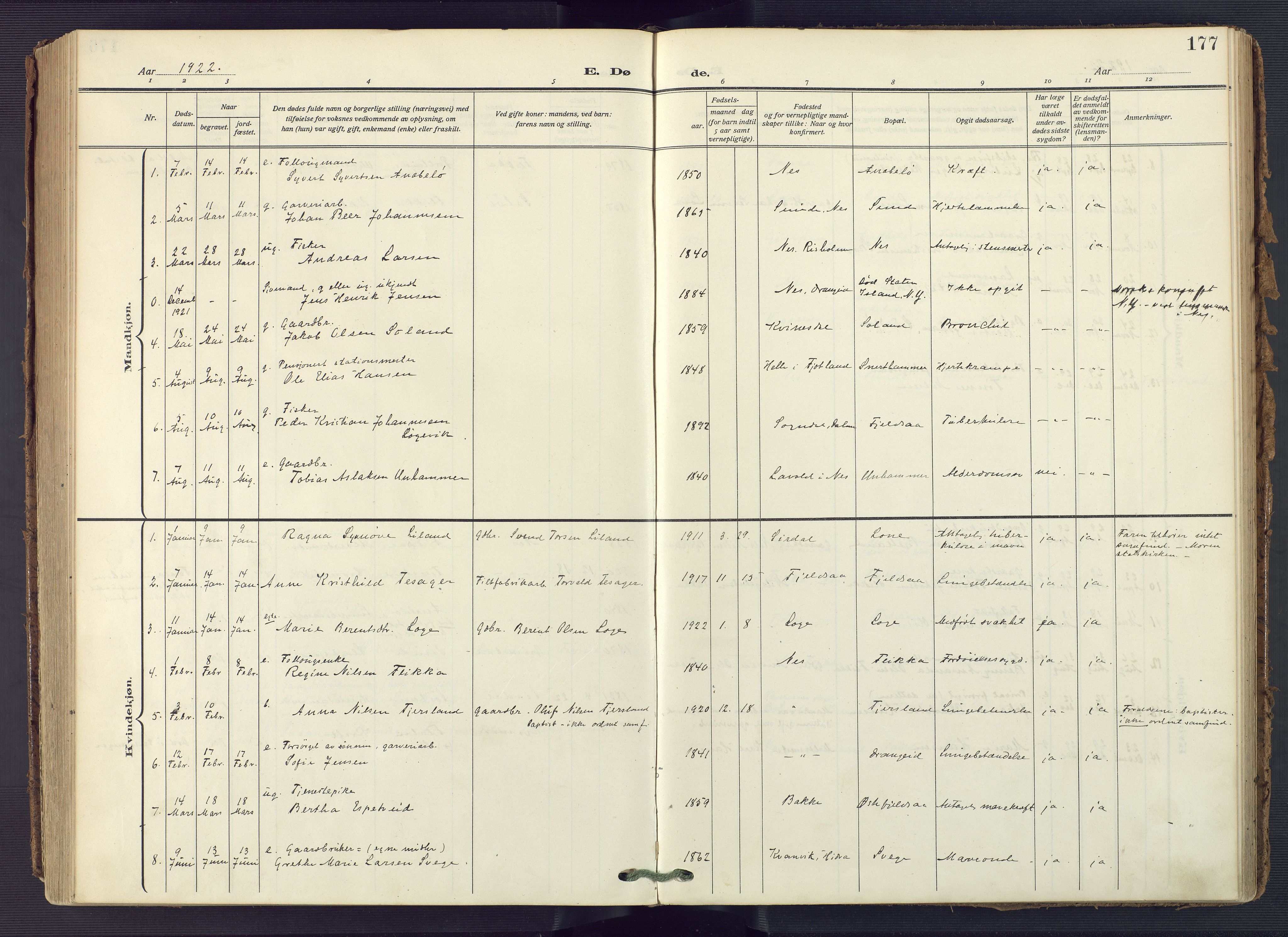 Flekkefjord sokneprestkontor, AV/SAK-1111-0012/F/Fa/Fac/L0010: Parish register (official) no. A 10, 1910-1927, p. 177