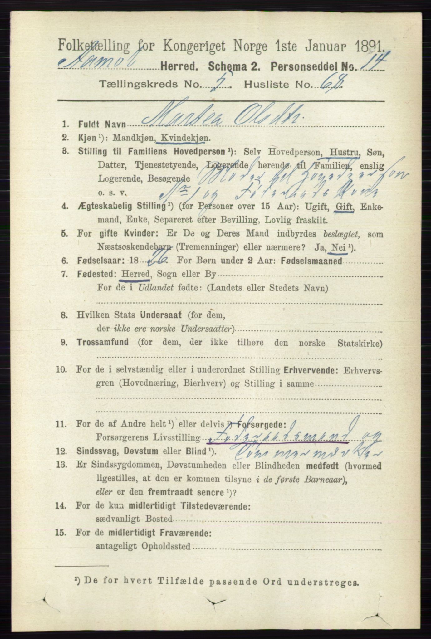 RA, 1891 census for 0429 Åmot, 1891, p. 2732