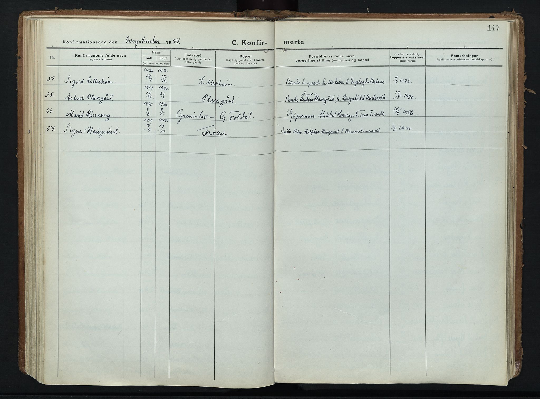 Alvdal prestekontor, AV/SAH-PREST-060/H/Ha/Haa/L0006: Parish register (official) no. 6, 1920-1937, p. 147