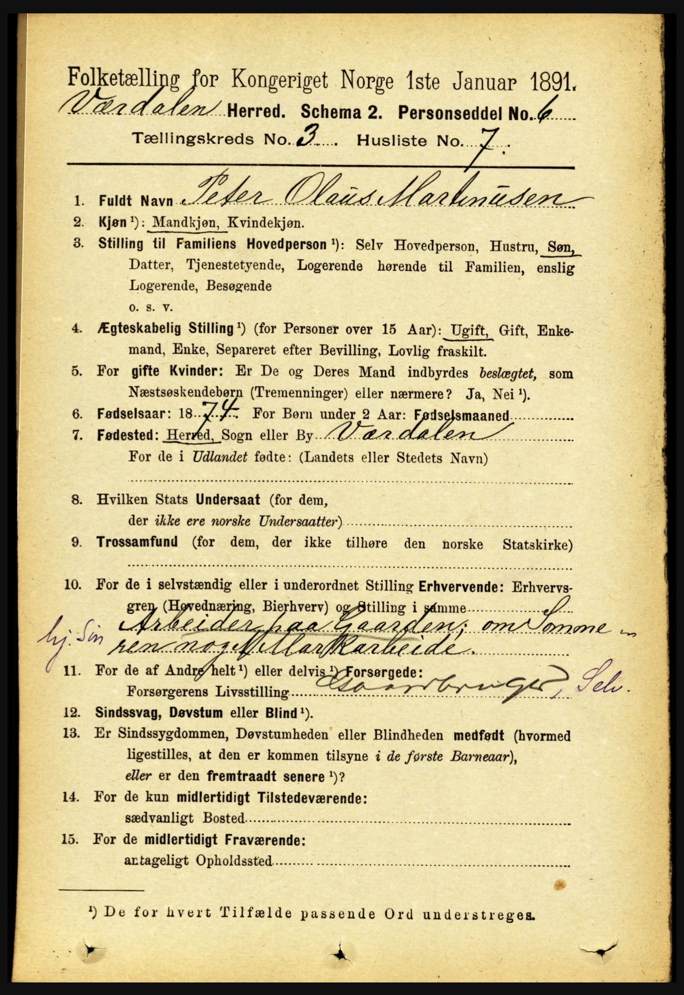 RA, 1891 census for 1721 Verdal, 1891, p. 1814