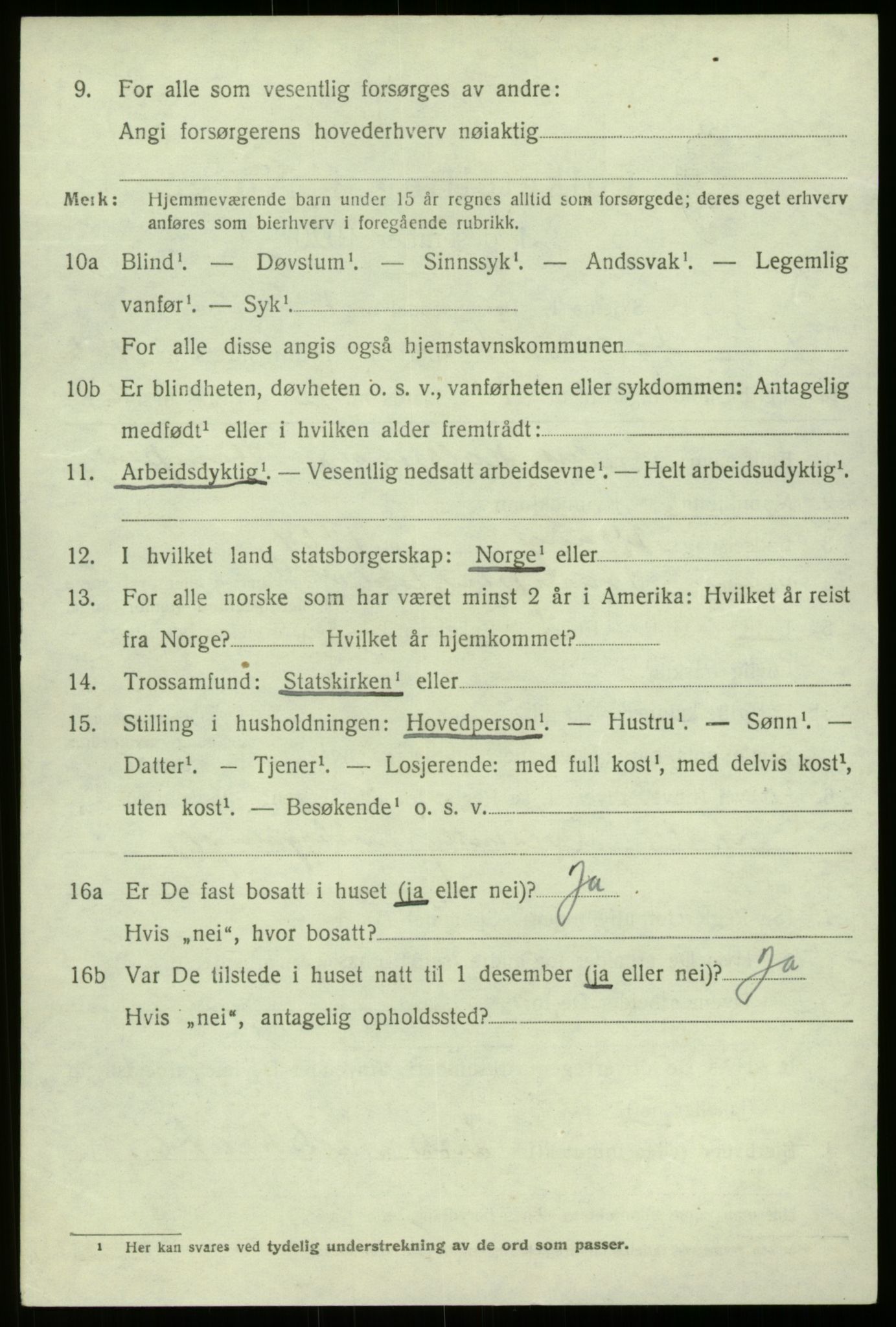 SAB, 1920 census for Lærdal, 1920, p. 2203