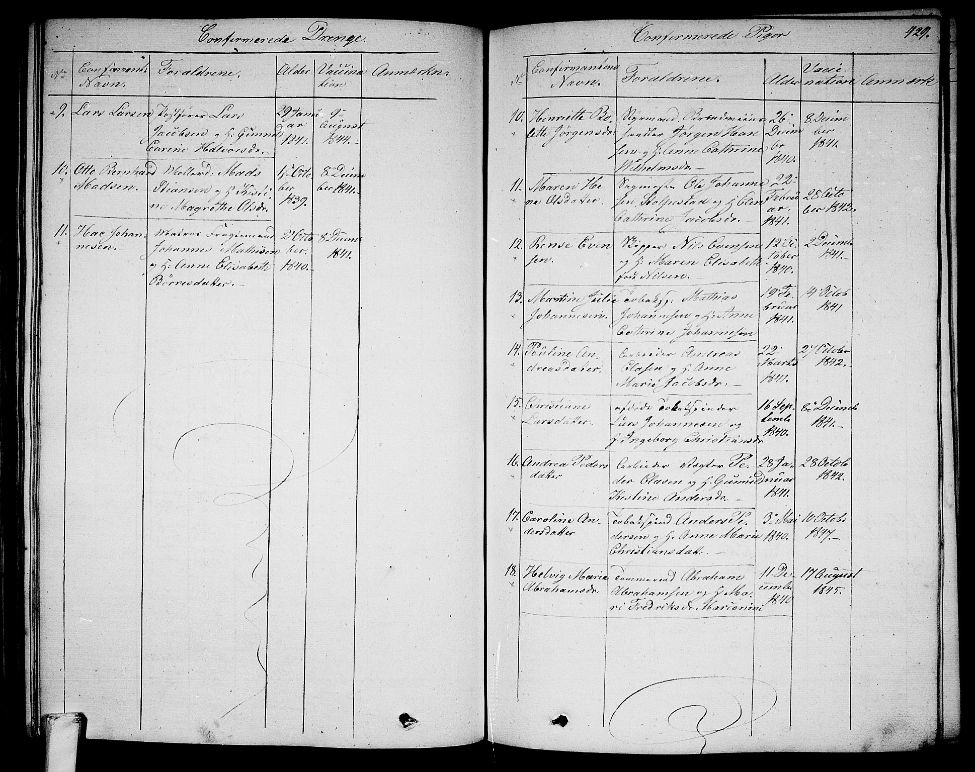 Larvik kirkebøker, AV/SAKO-A-352/G/Ga/L0003b: Parish register (copy) no. I 3B, 1830-1870, p. 429