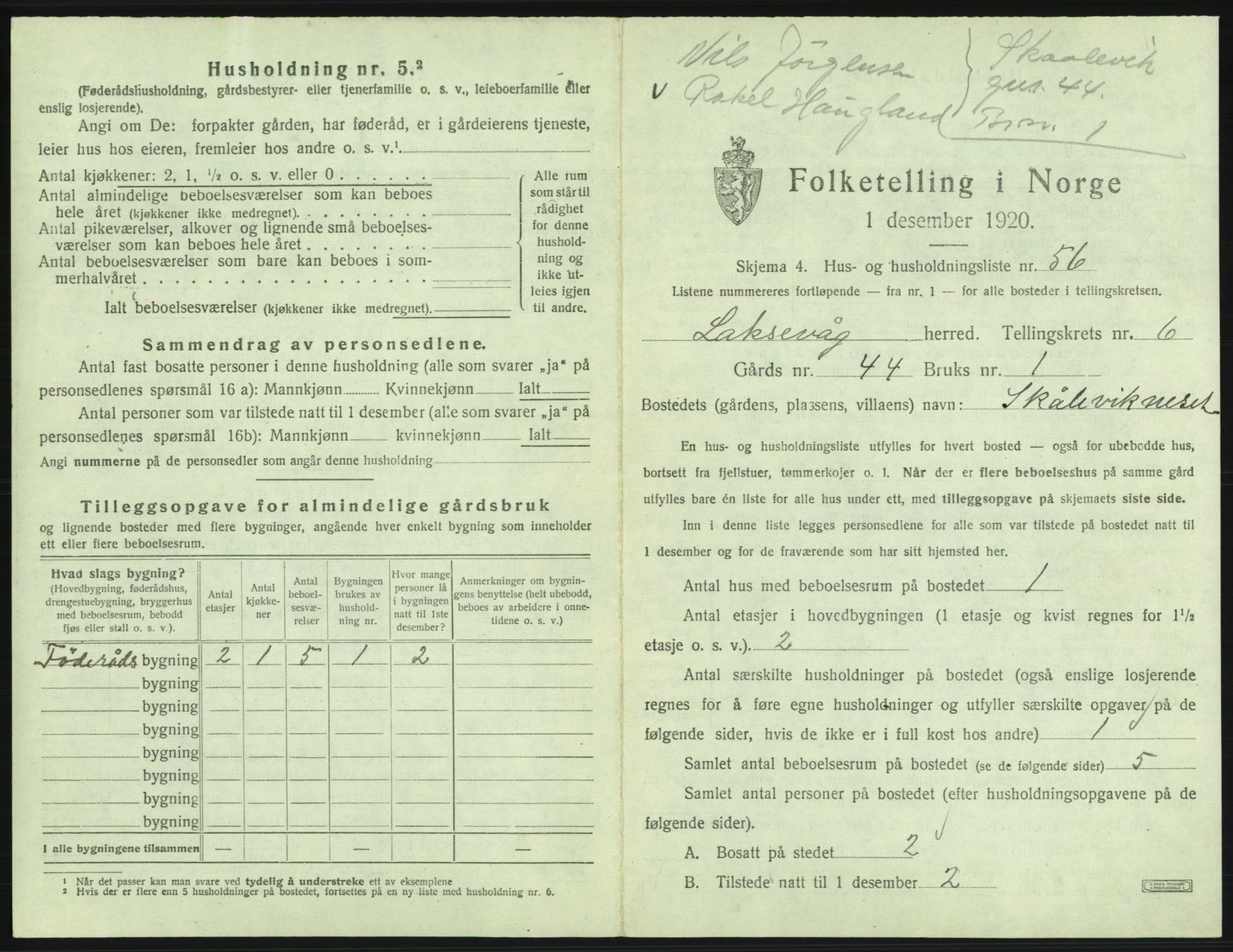 SAB, 1920 census for Laksevåg, 1920, p. 1535