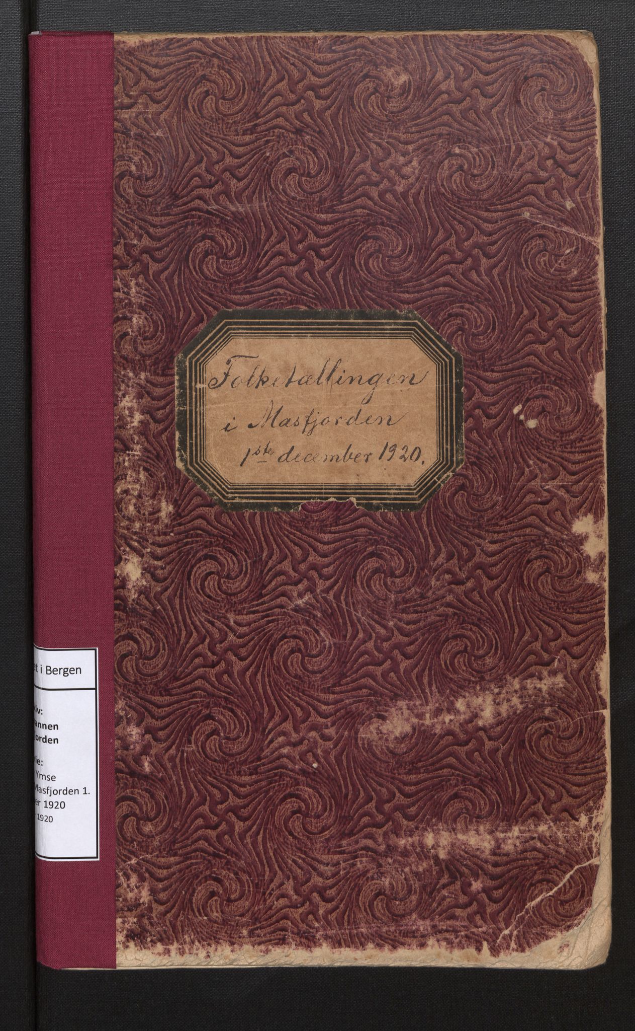 SAB, Lensmannen i Masfjorden, Various, no. 4: 1920 census for Masfjorden (copy), 1920