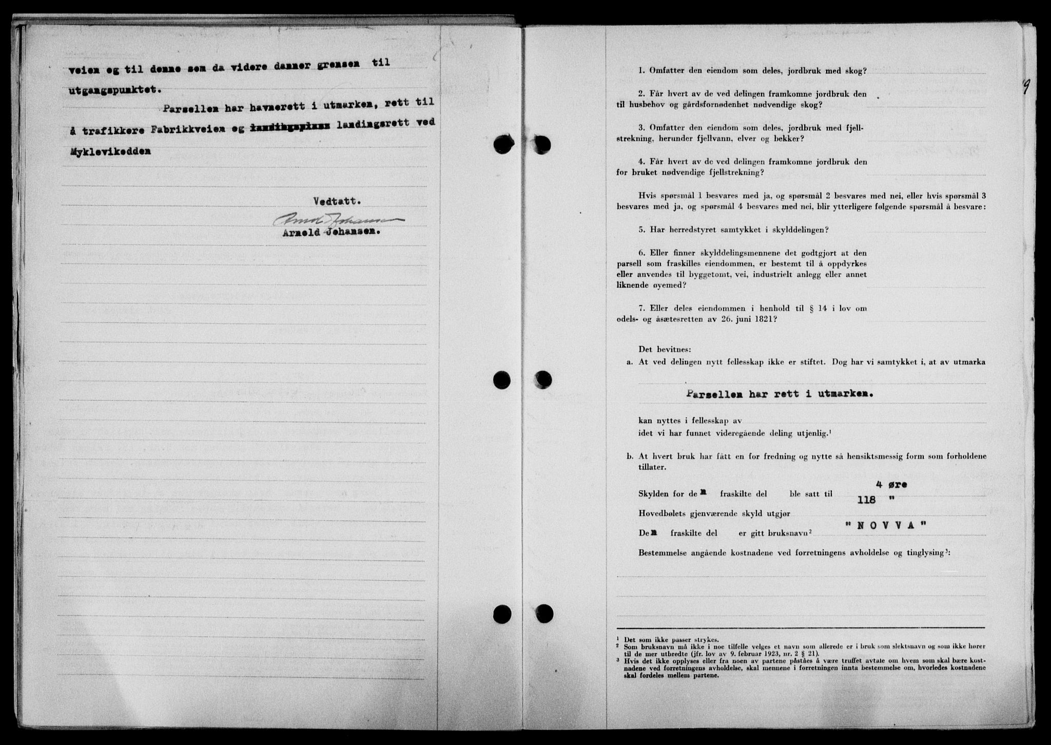Lofoten sorenskriveri, SAT/A-0017/1/2/2C/L0021a: Mortgage book no. 21a, 1949-1949, Diary no: : 1461/1949