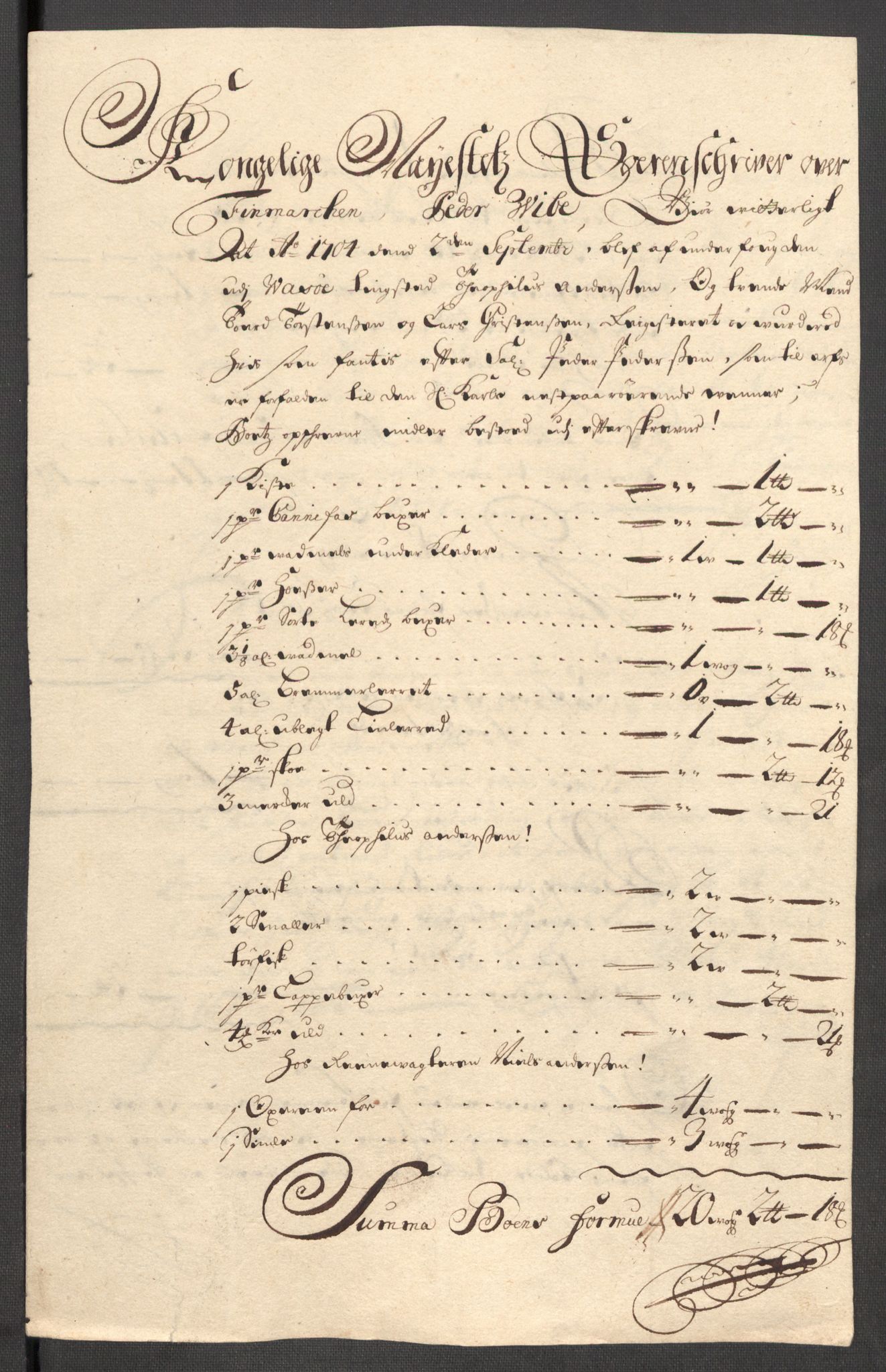 Rentekammeret inntil 1814, Reviderte regnskaper, Fogderegnskap, AV/RA-EA-4092/R69/L4854: Fogderegnskap Finnmark/Vardøhus, 1707-1708, p. 227