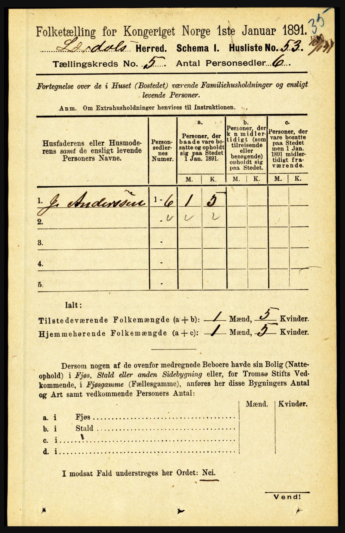 RA, 1891 census for 1422 Lærdal, 1891, p. 76