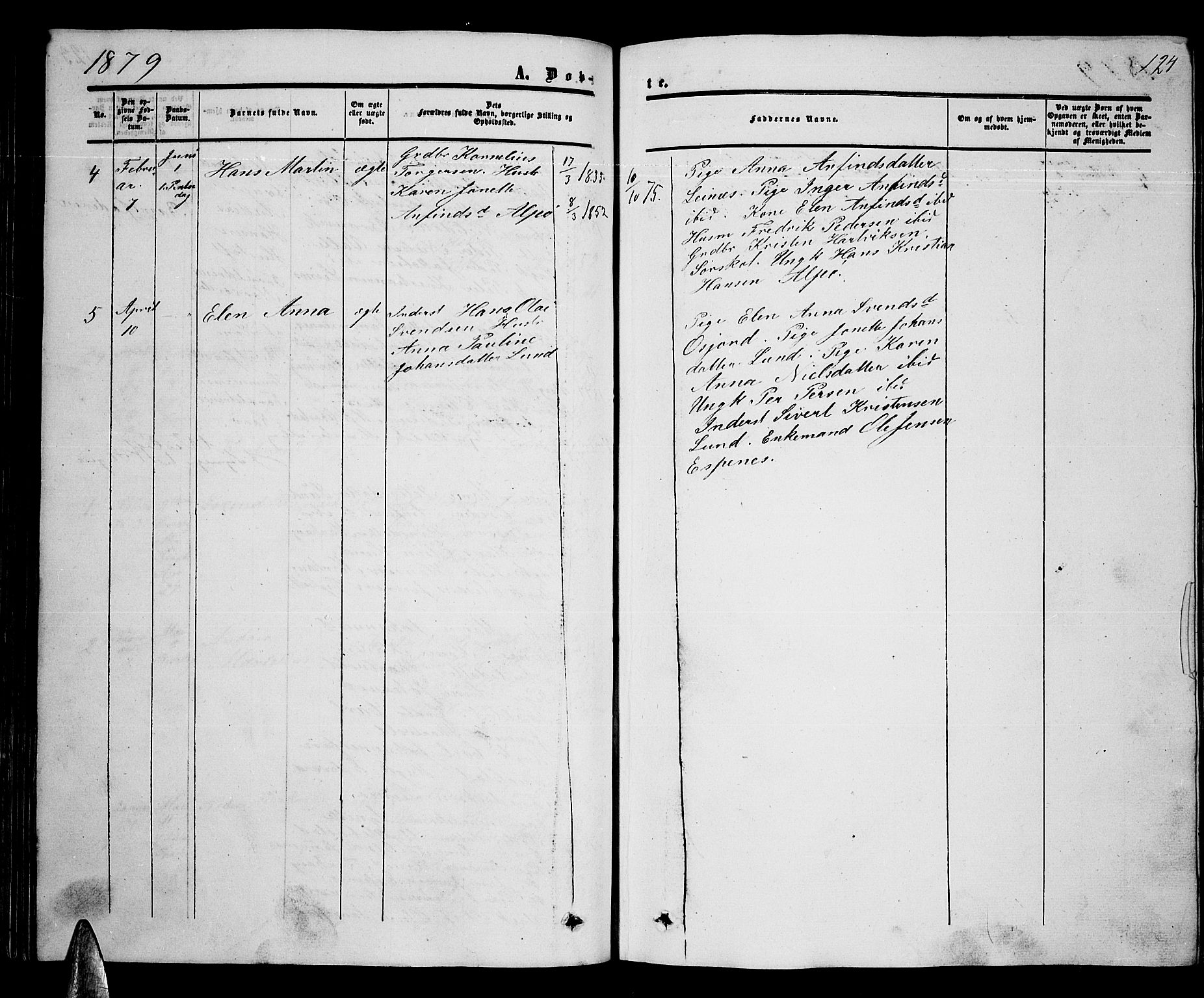 Ministerialprotokoller, klokkerbøker og fødselsregistre - Nordland, AV/SAT-A-1459/857/L0827: Parish register (copy) no. 857C02, 1852-1879, p. 124