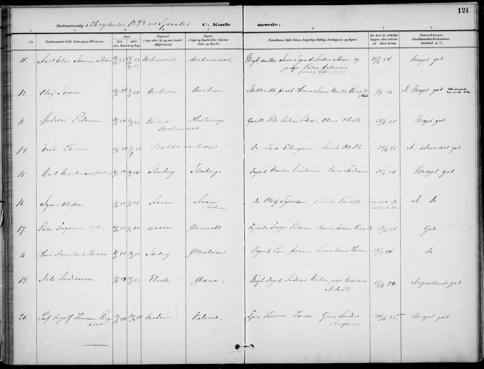 Lier kirkebøker, AV/SAKO-A-230/F/Fa/L0016: Parish register (official) no. I 16, 1895-1900, p. 124