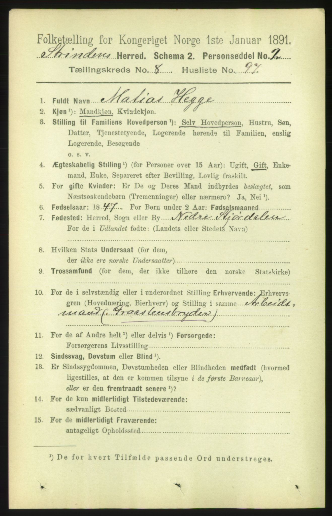 RA, 1891 census for 1660 Strinda, 1891, p. 7706
