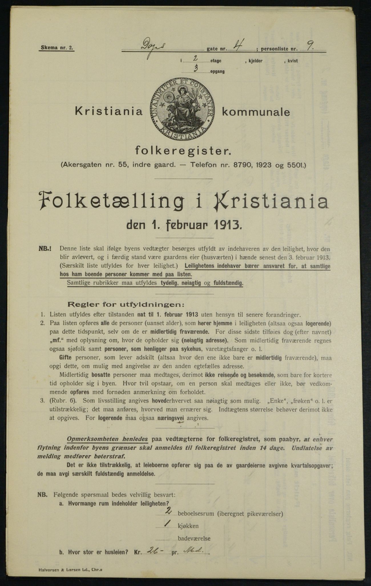 OBA, Municipal Census 1913 for Kristiania, 1913, p. 15922