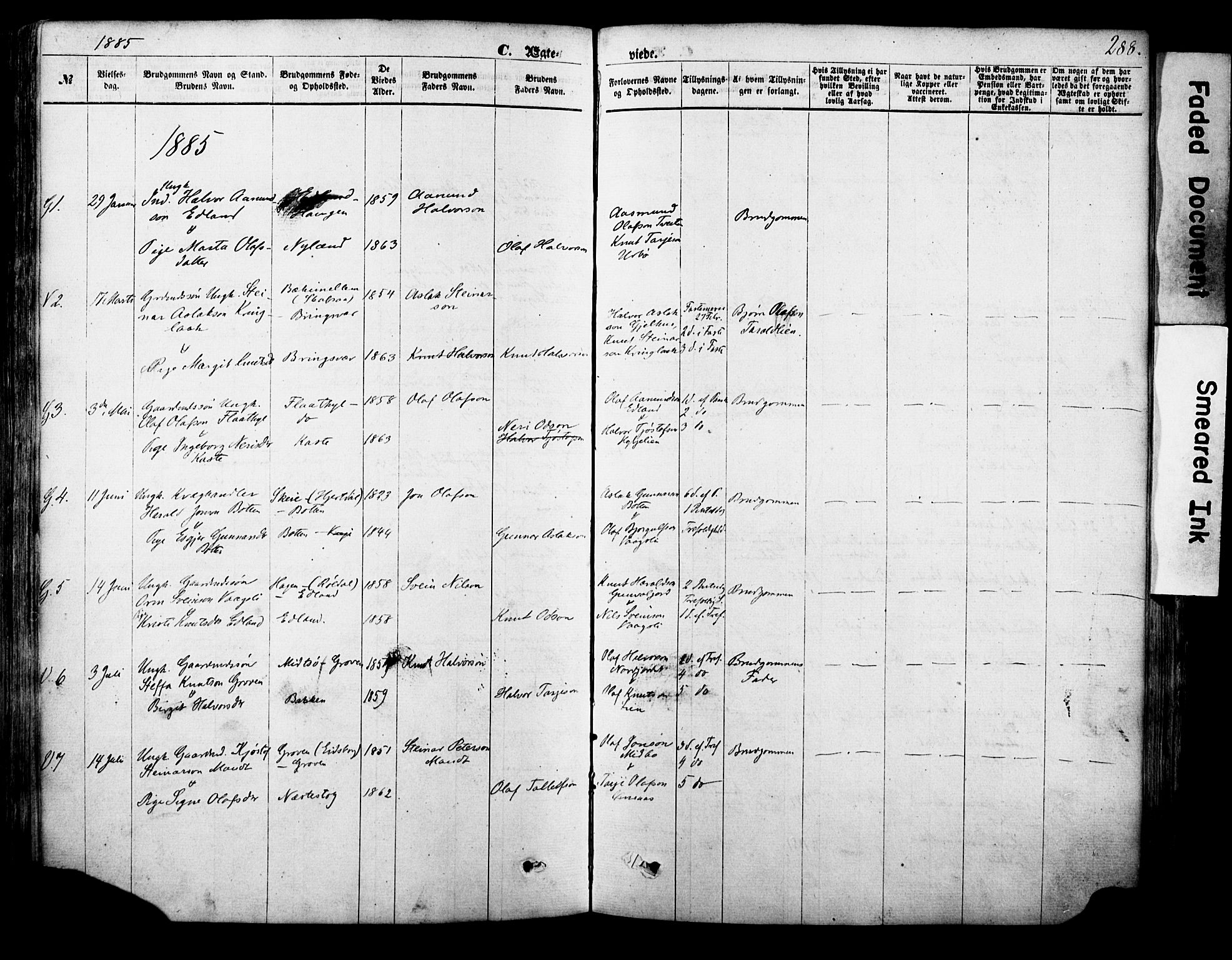 Vinje kirkebøker, SAKO/A-312/F/Fa/L0005: Parish register (official) no. I 5, 1870-1886, p. 288