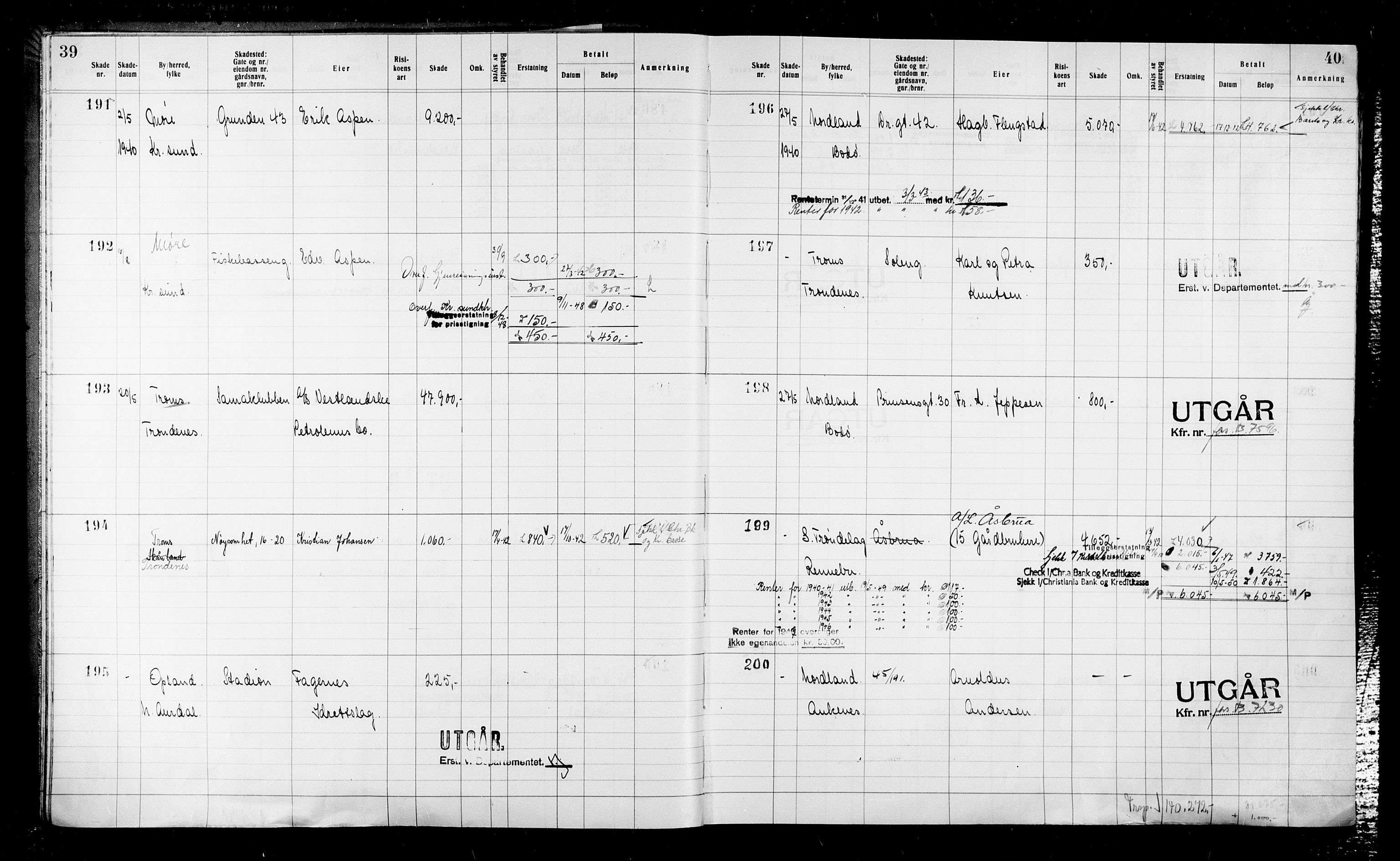 Krigsskadetrygdene for bygninger og løsøre, RA/S-1548/V/L0043: Bygning, ikke trygdet., 1940-1945, p. 39-40